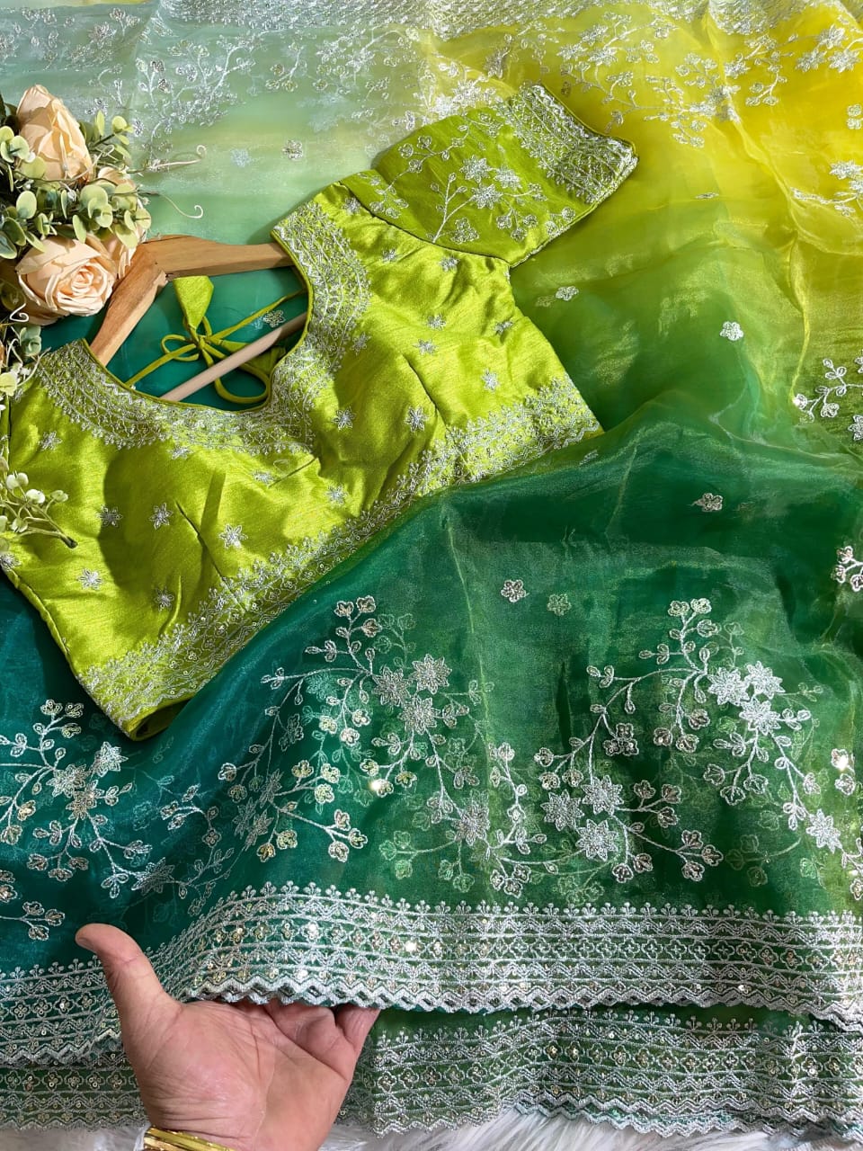 Pure Soft Organza Silk Saree with Beautiful Embroidery
