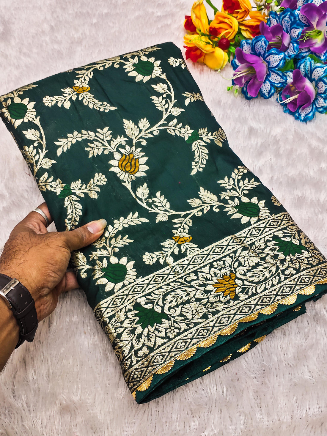 Pure Viscose Dolla Silk Saree with Heavy Meenakari Work