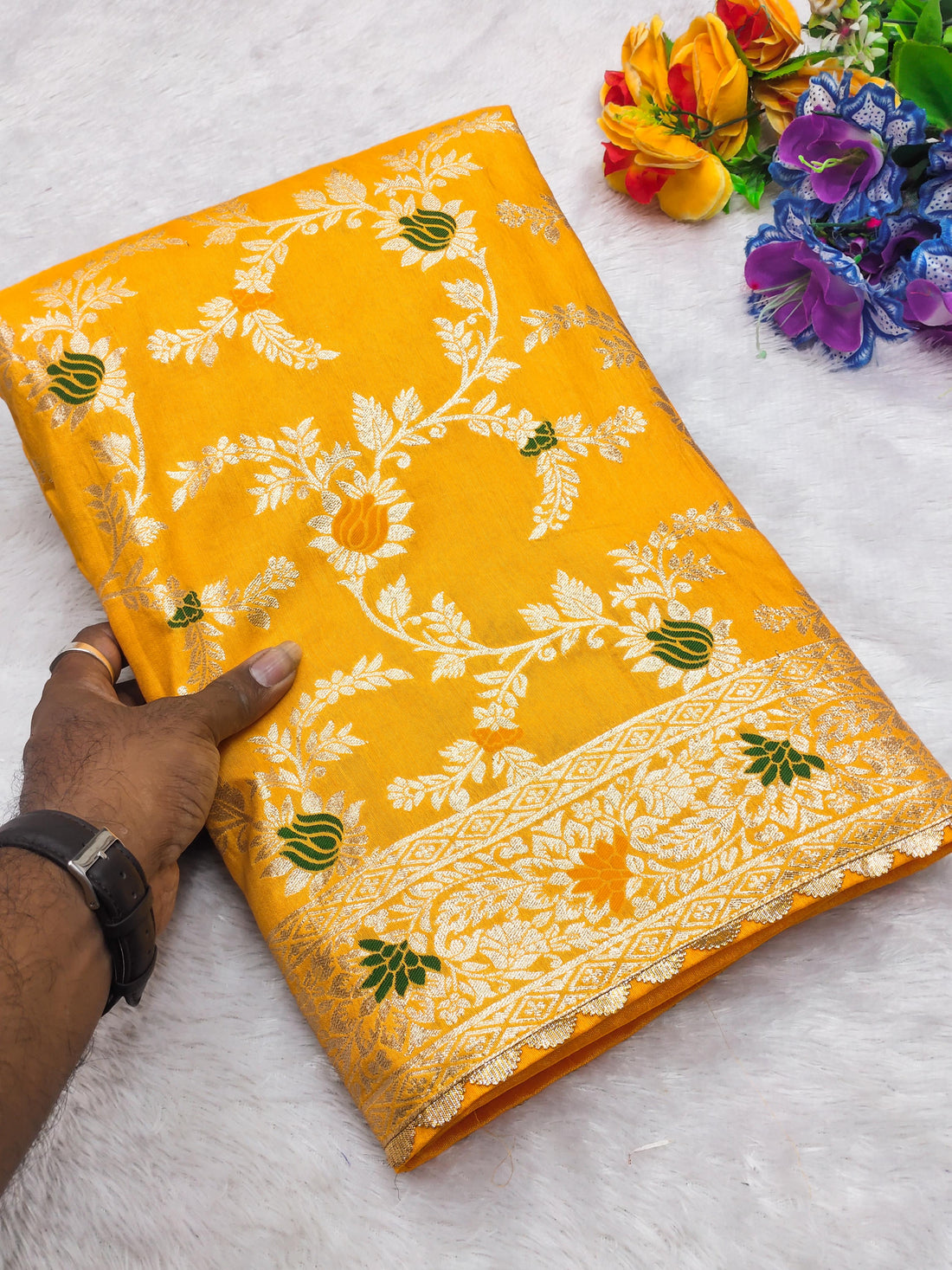 Pure Viscose Dolla Silk Saree with Heavy Meenakari Work