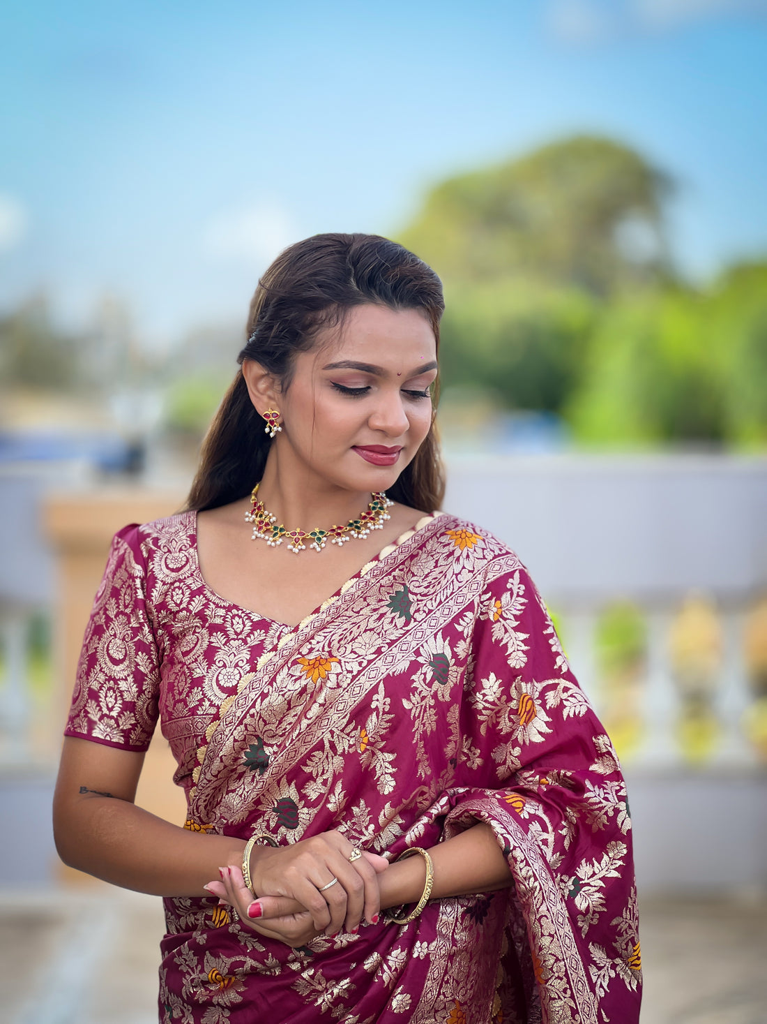 Pure Viscose Dolla Silk Saree with Heavy Meenakari Work