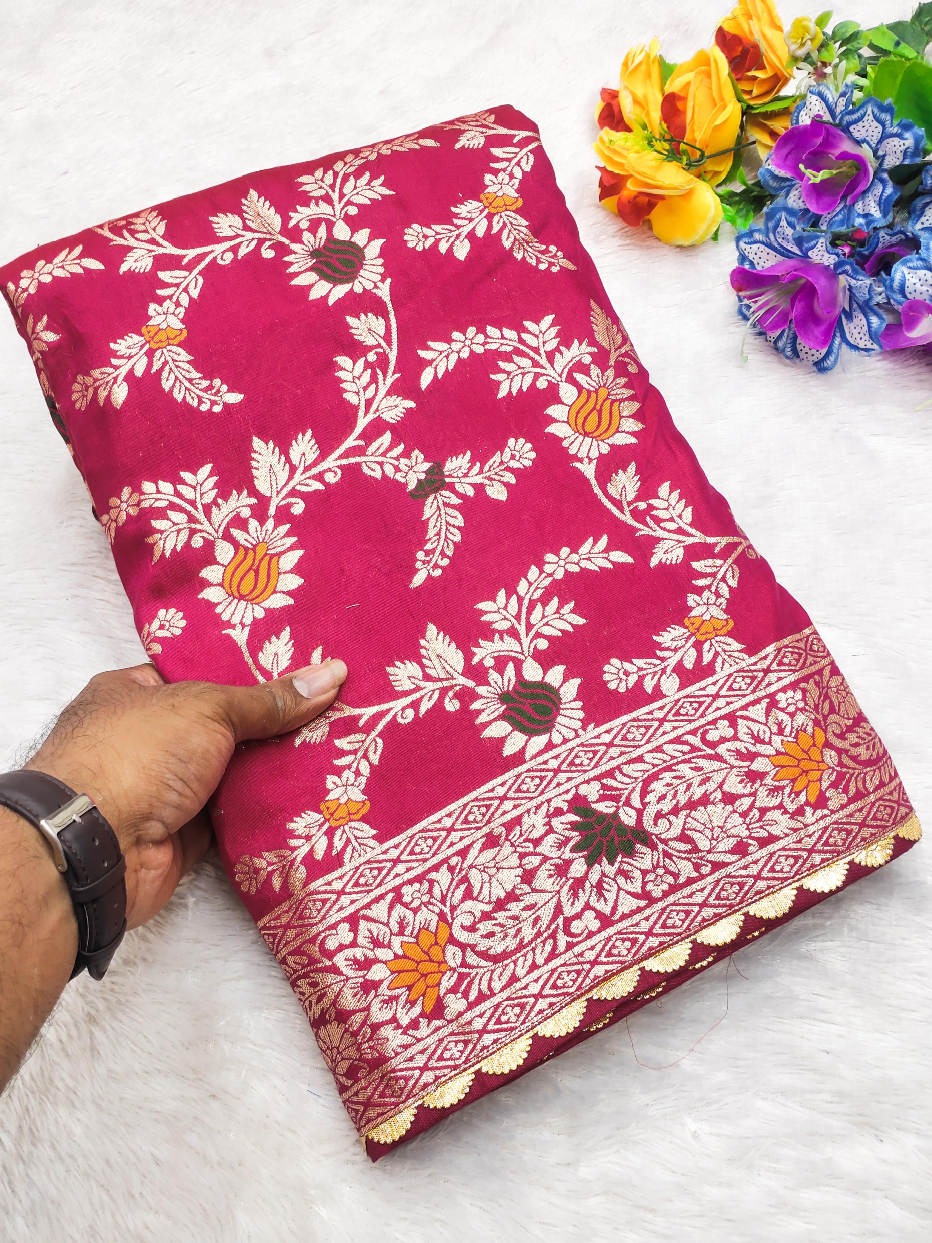 Pure Viscose Dolla Silk Saree with Heavy Meenakari Work