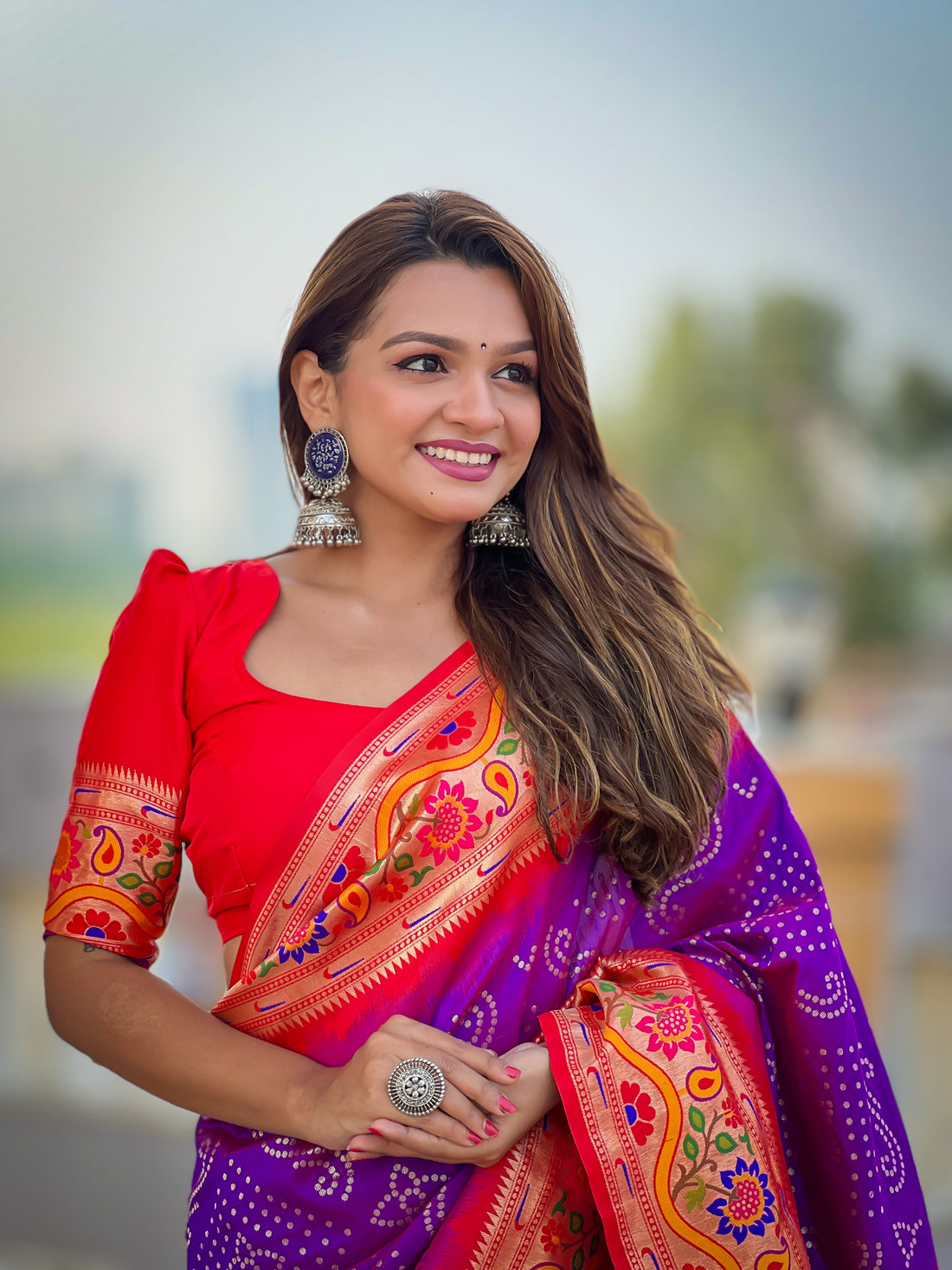Purple Zari Embroidered Paithani Silk Saree
