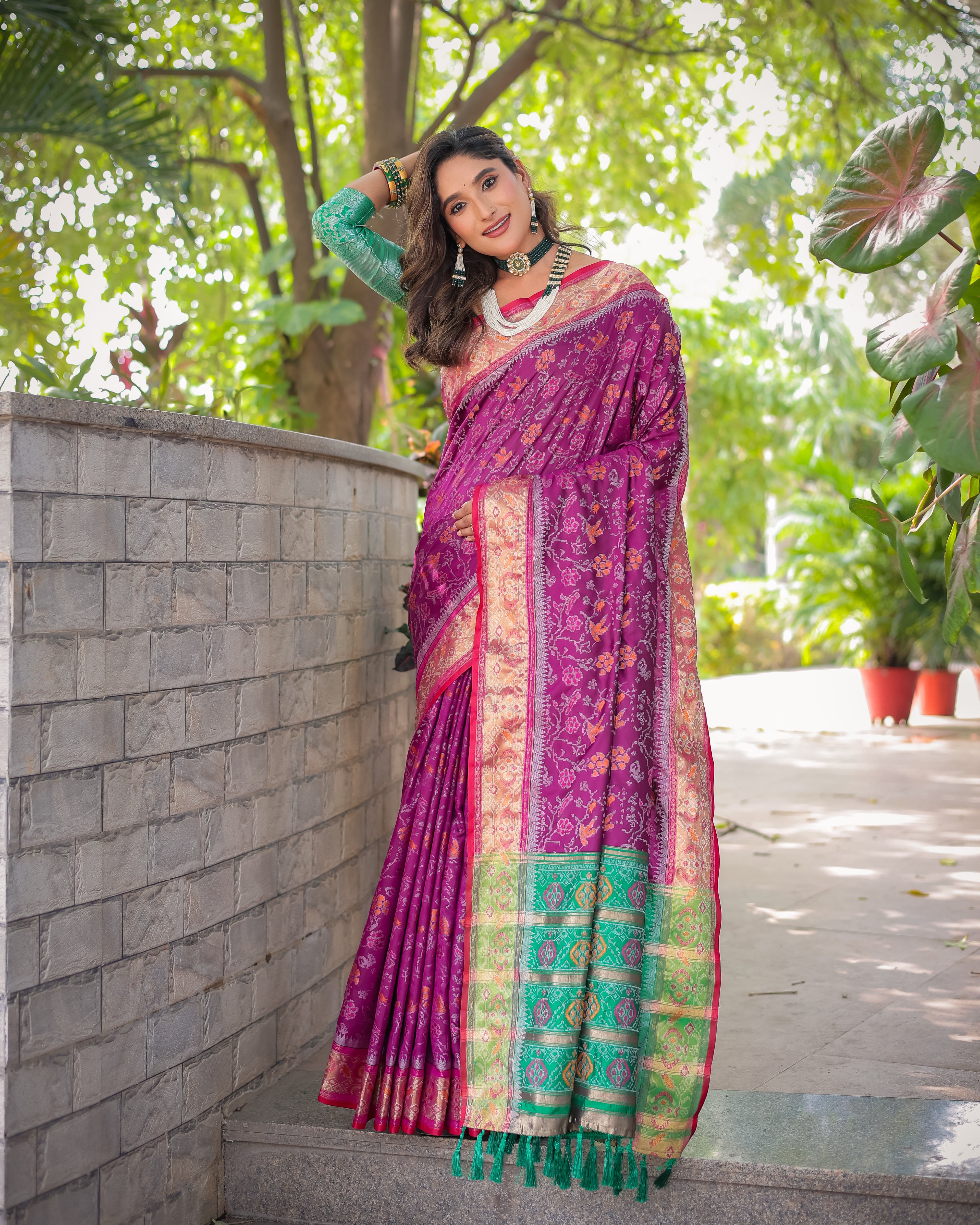 Purple Banarasi Patola Soft Silk Saree