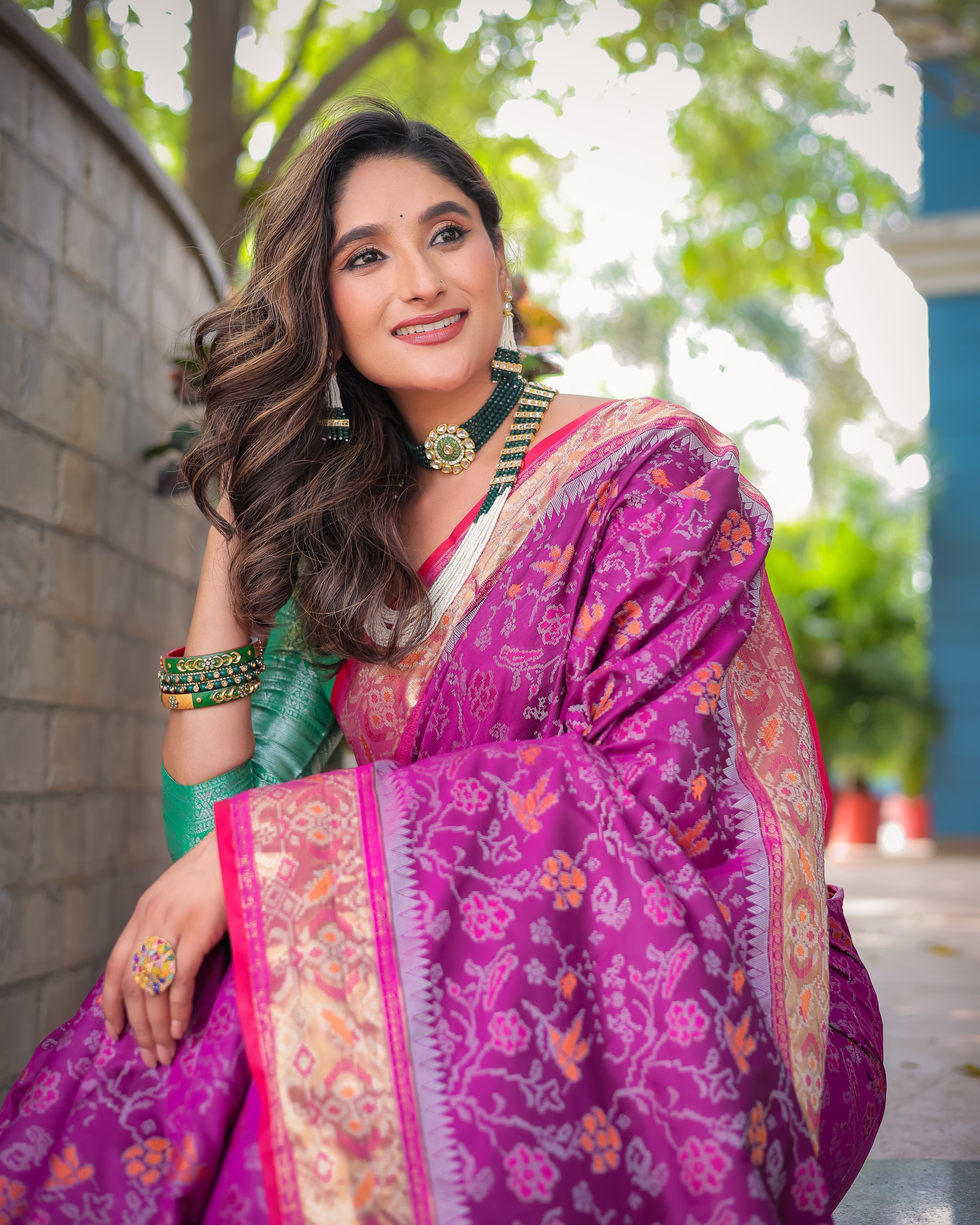 Purple Banarasi Patola Soft Silk Saree