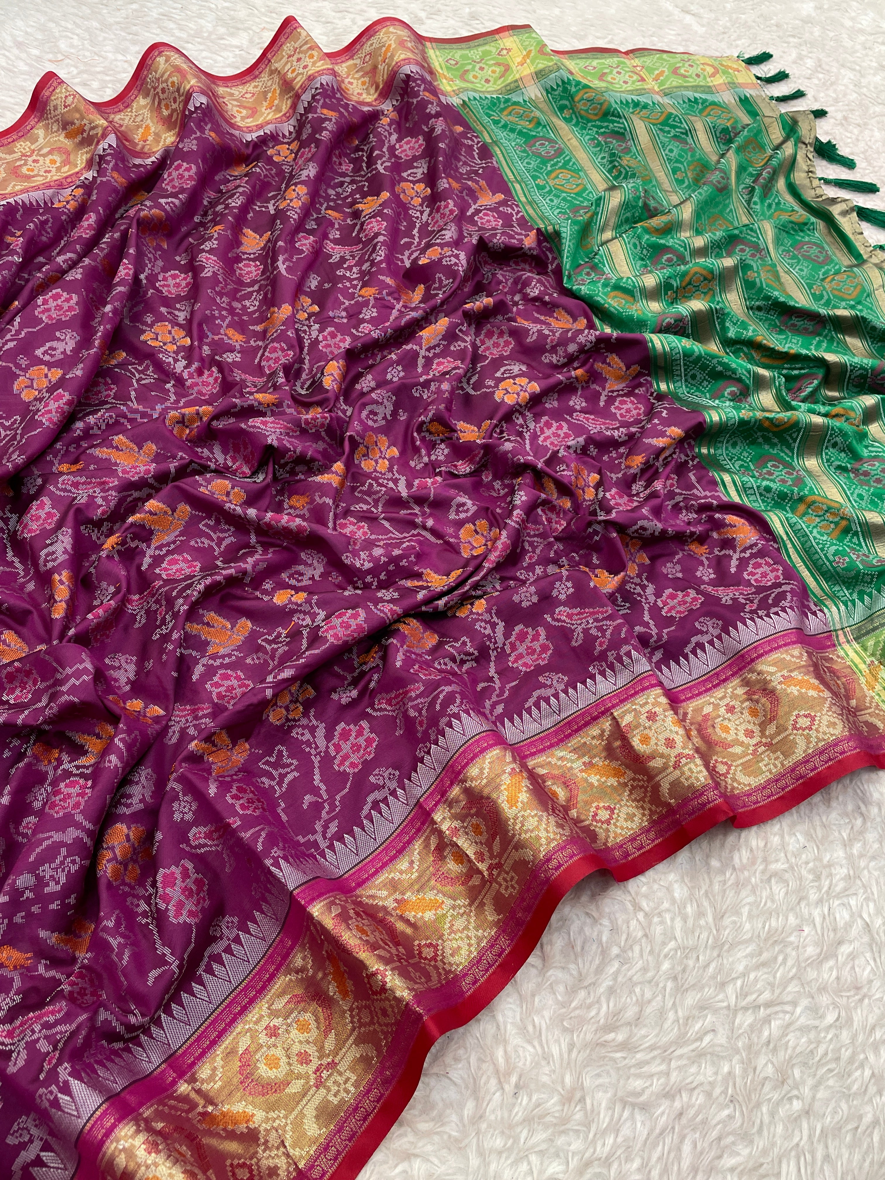 Purple Banarasi Patola Soft Silk Saree