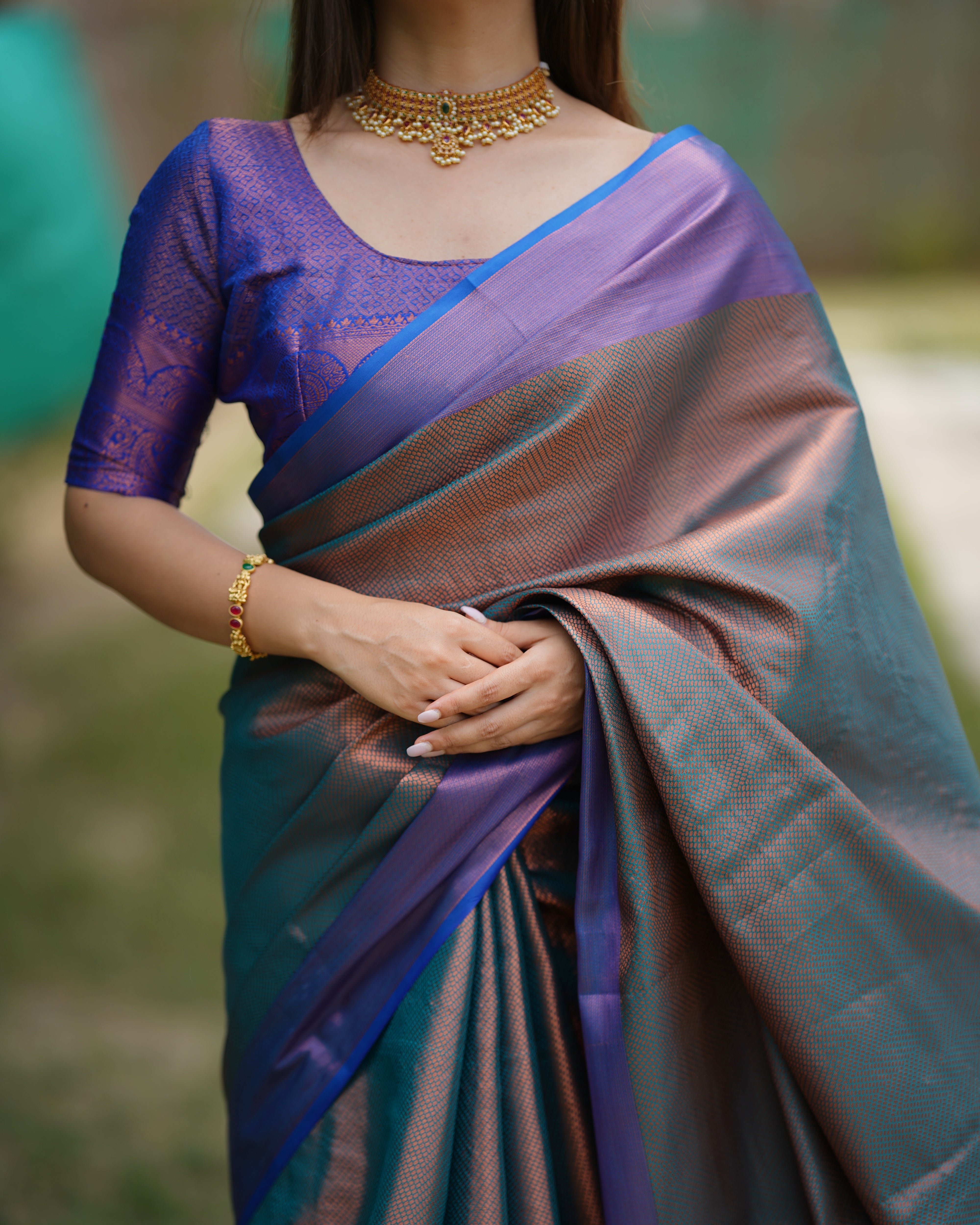 Rama Green Kubera Pattu Kanjivaram Silk Saree