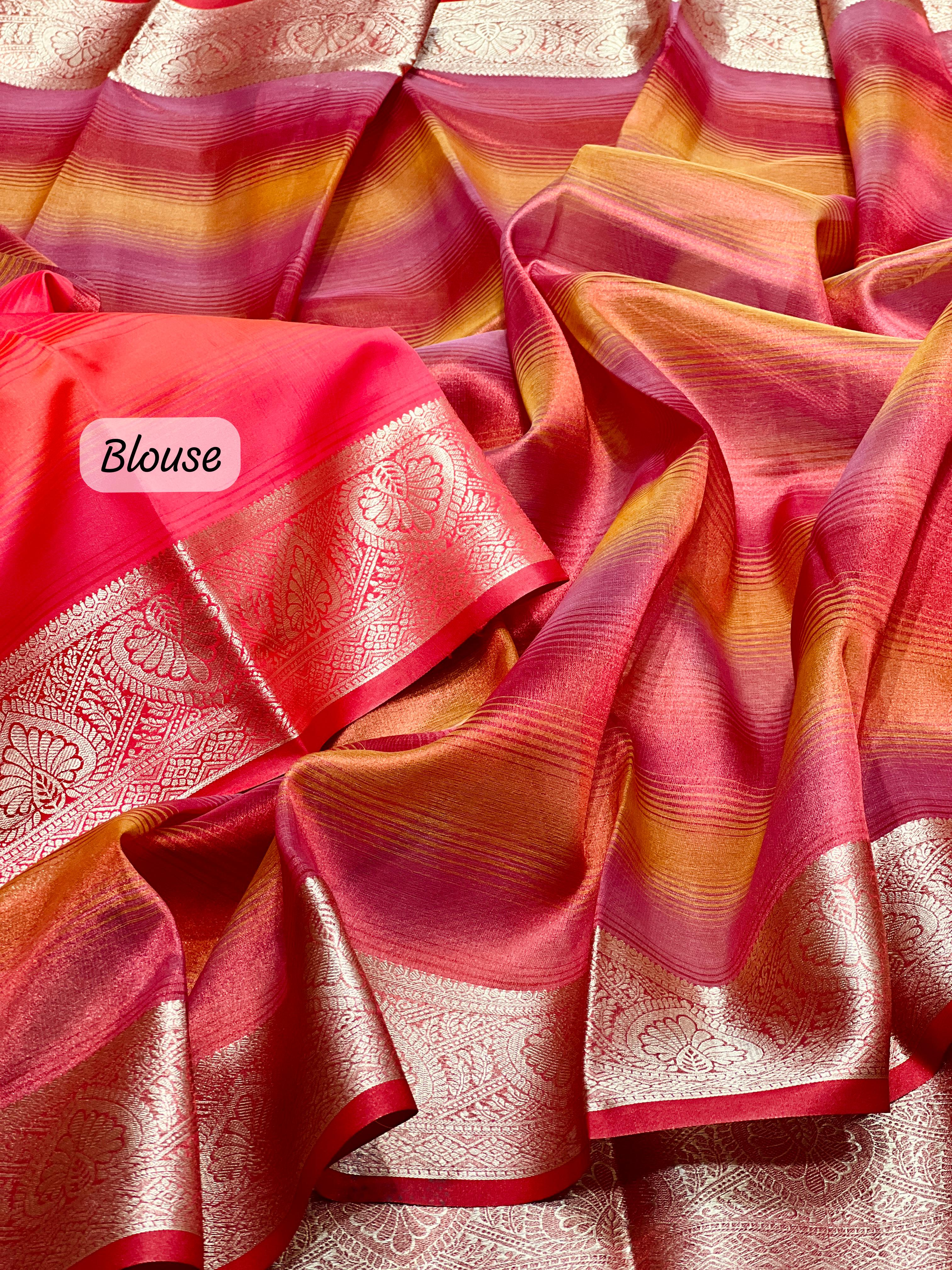 Raspberry Pink Rangkart Pattern Soft Banarsi Silk Saree