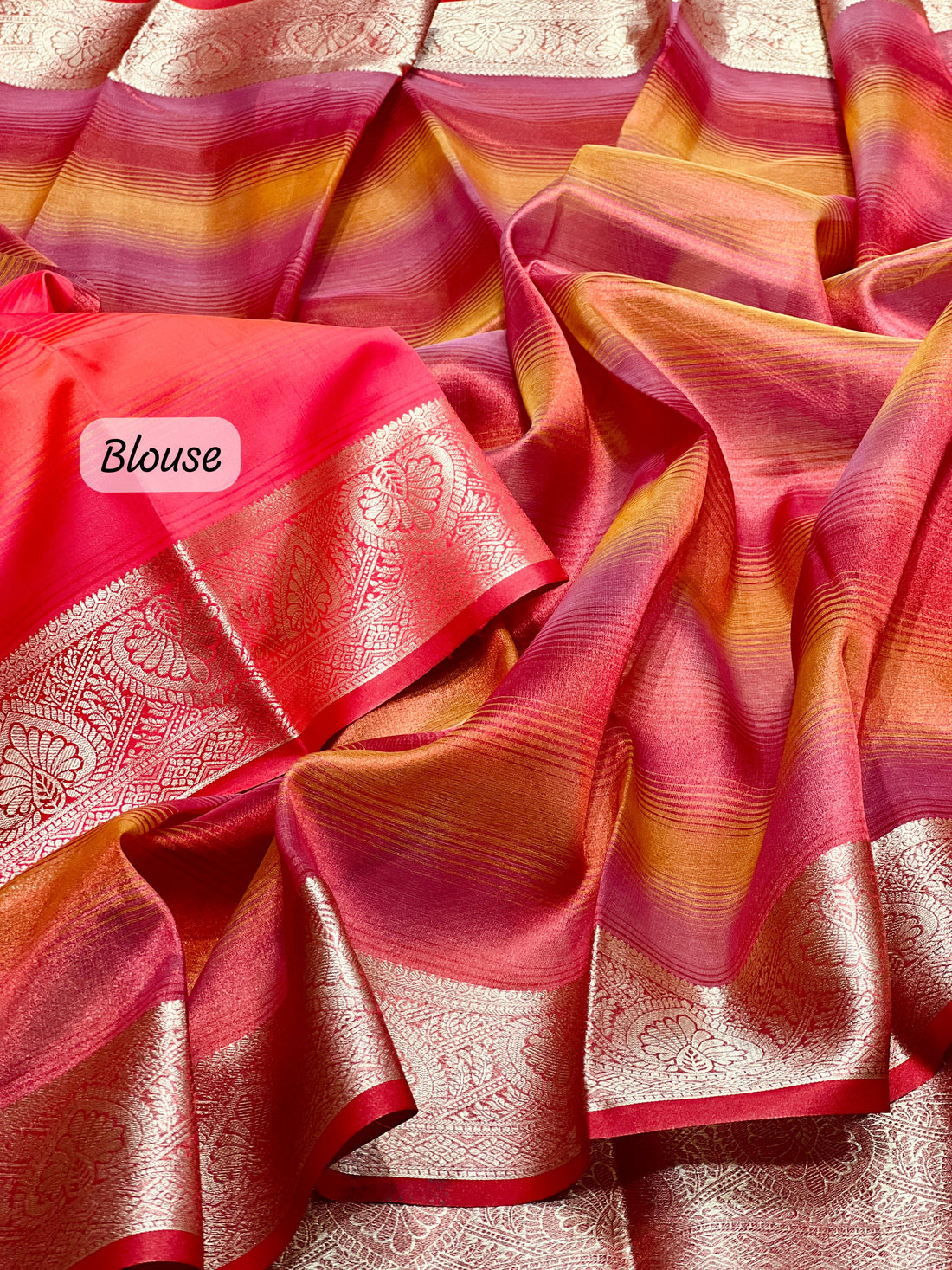 Raspberry Pink Rangkart Pattern Soft Banarsi Silk Saree