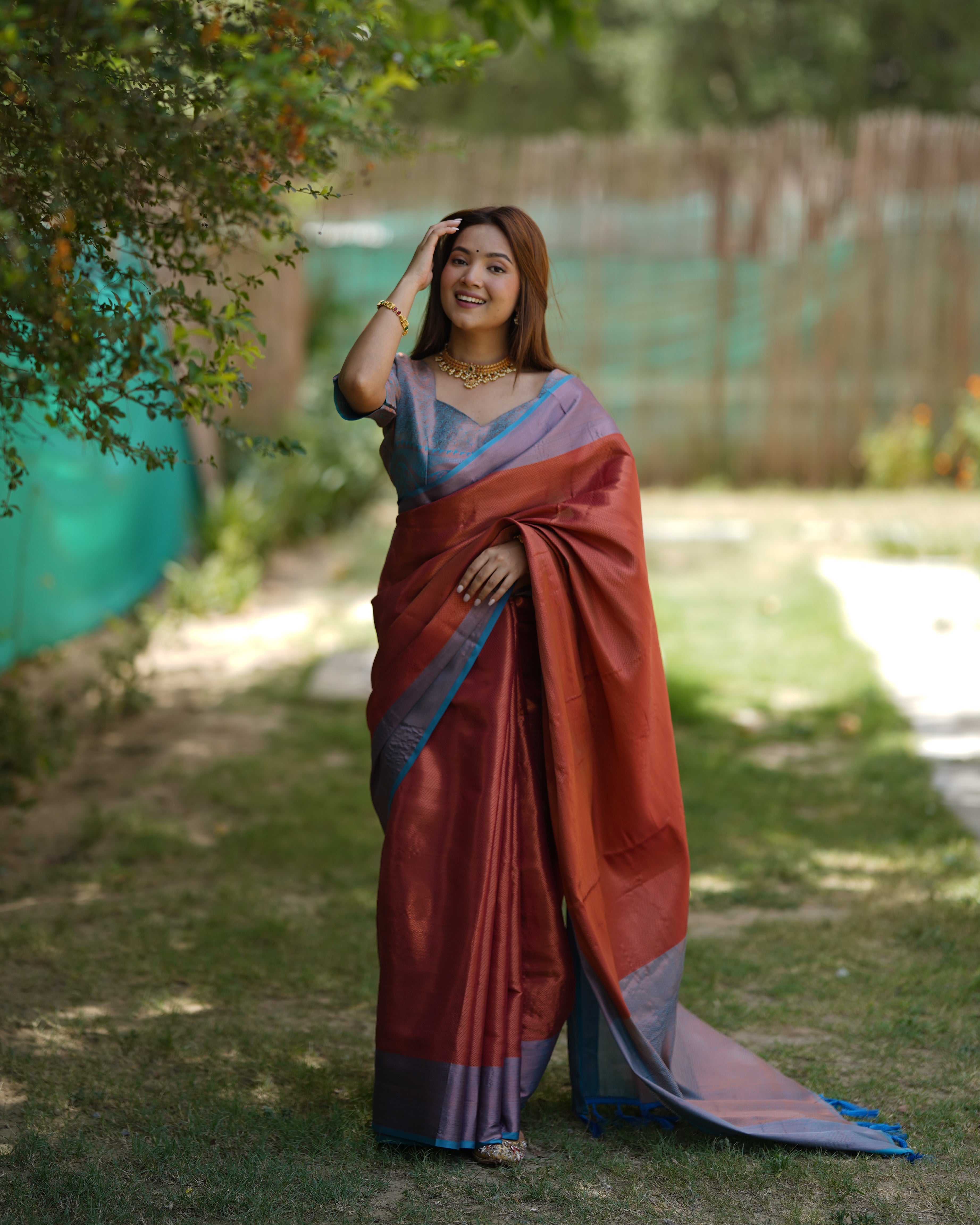 Red Kubera Pattu Kanjivaram Silk Saree
