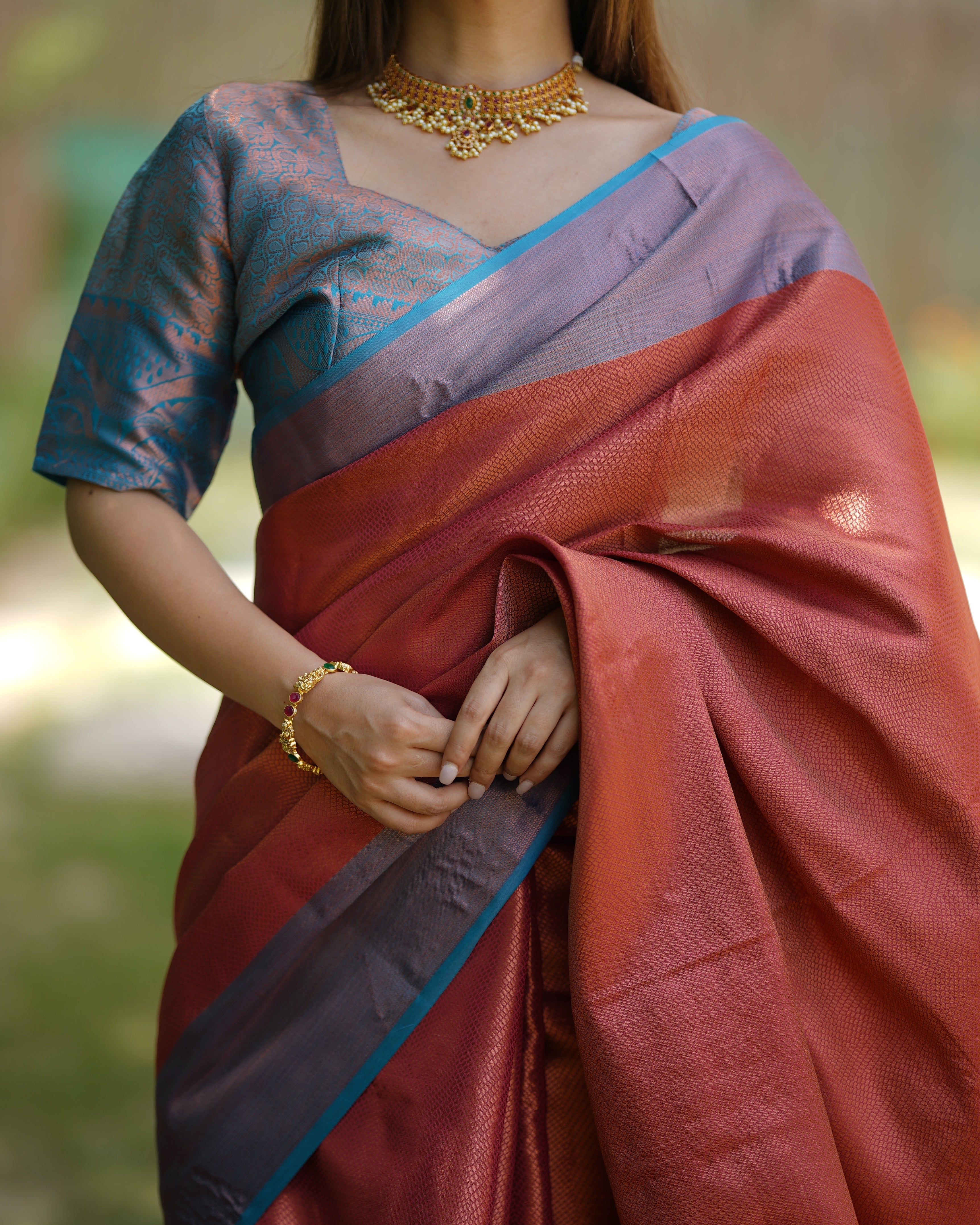 Red Kubera Pattu Kanjivaram Silk Saree