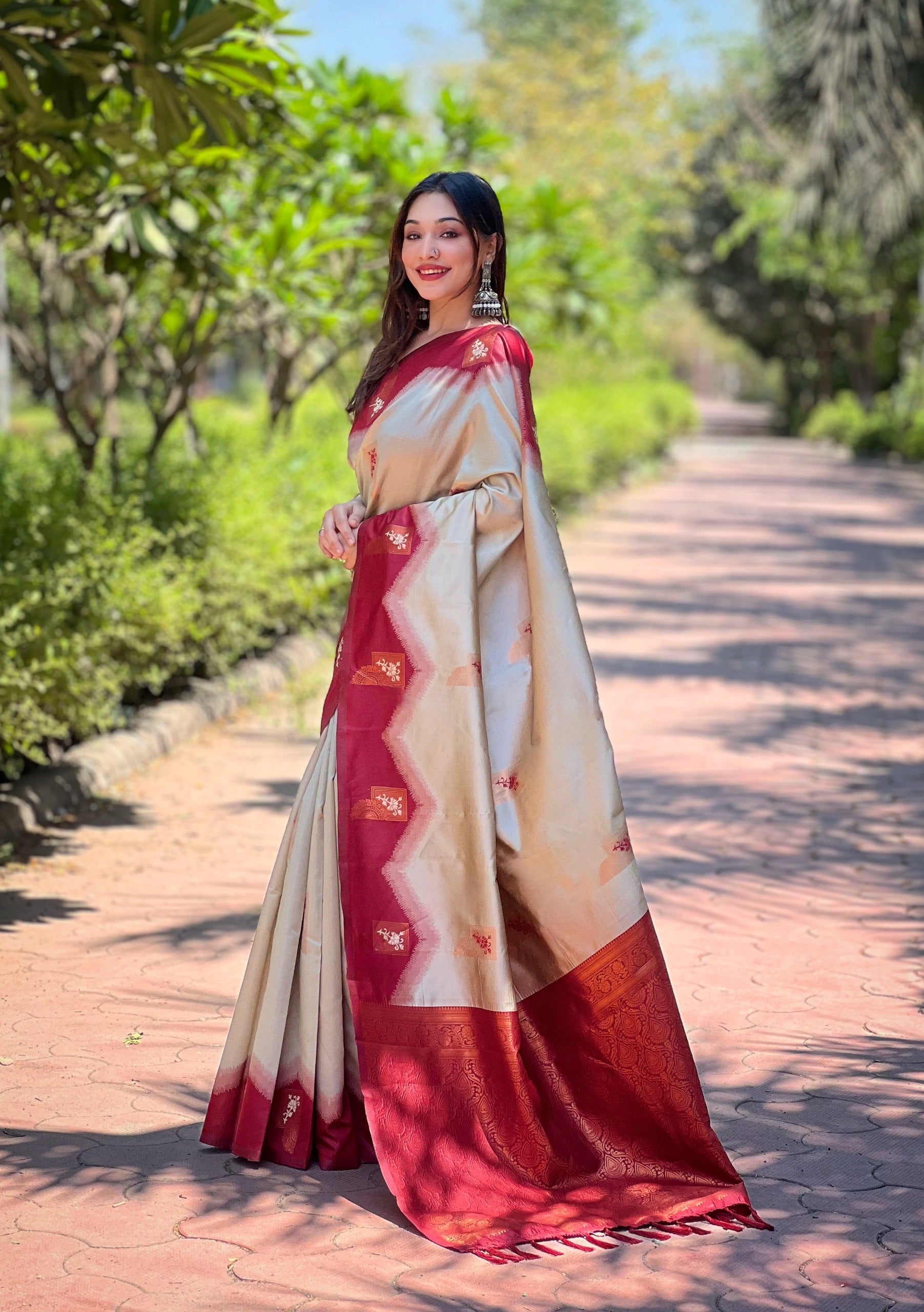 Rodeo Dust Pure Kanjivaram Full Zari Silk Saree