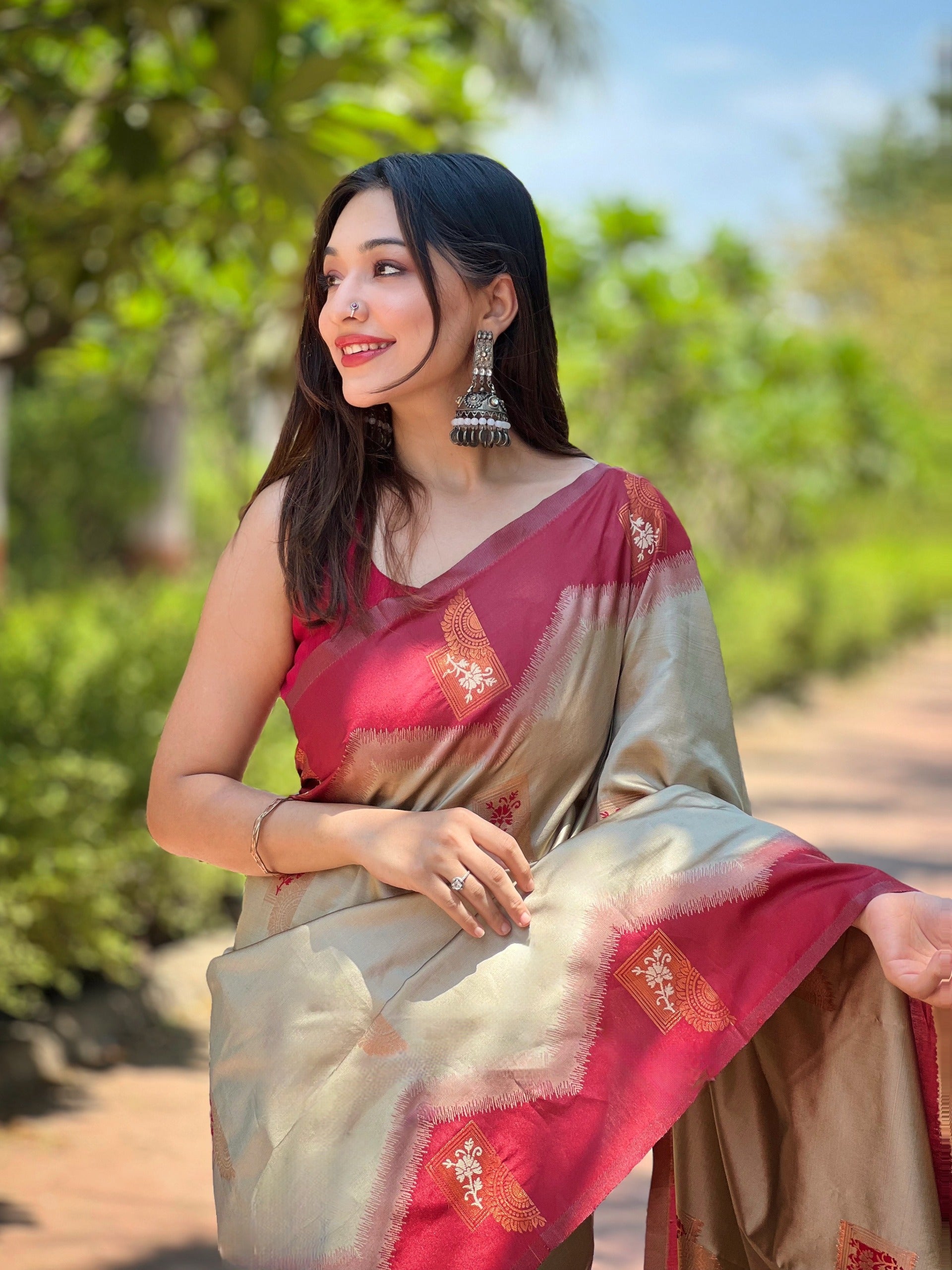 Rodeo Dust Pure Kanjivaram Full Zari Silk Saree