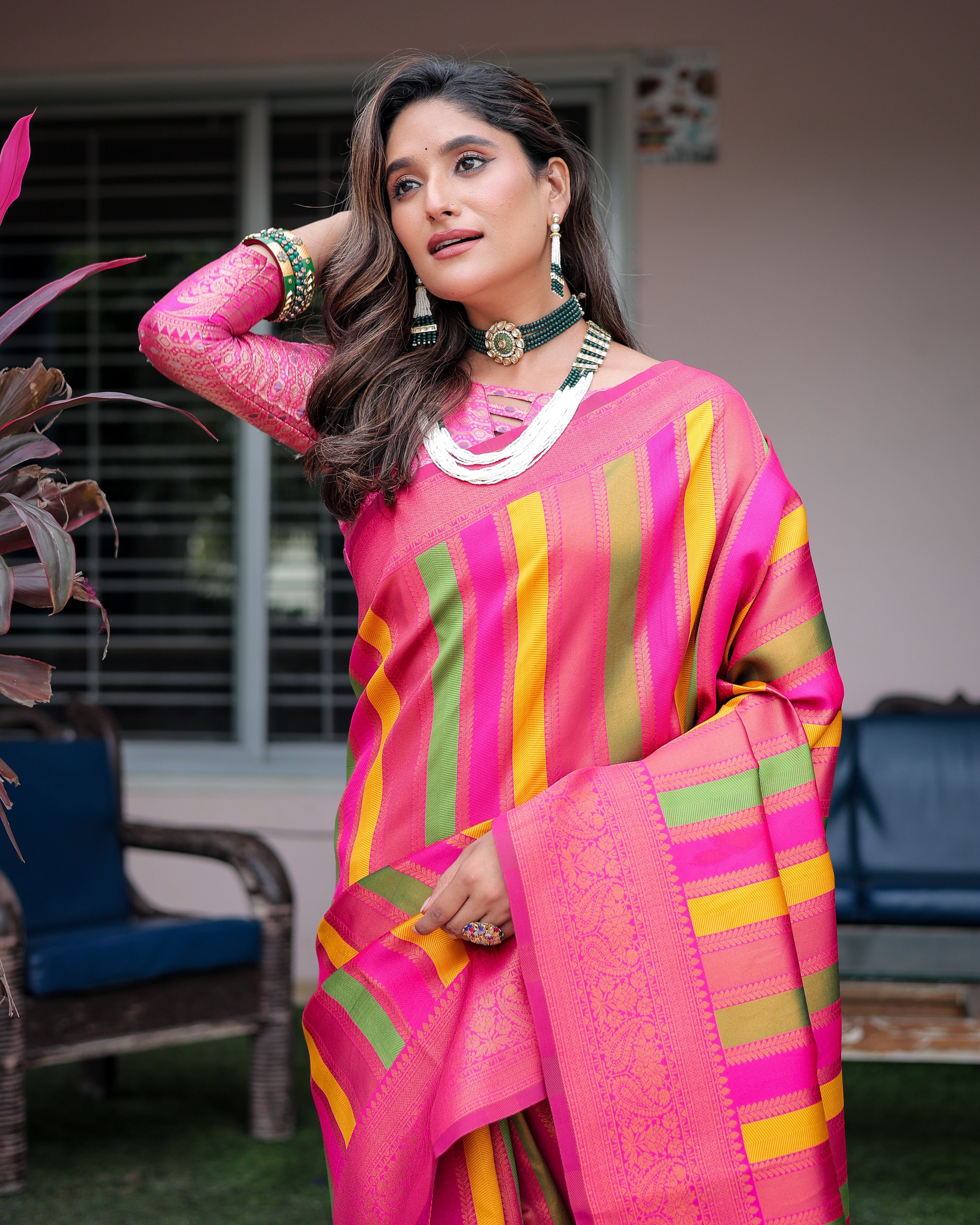 Rosy Pink Pure Soft Semi Kanjivaram Pattu Silk Saree