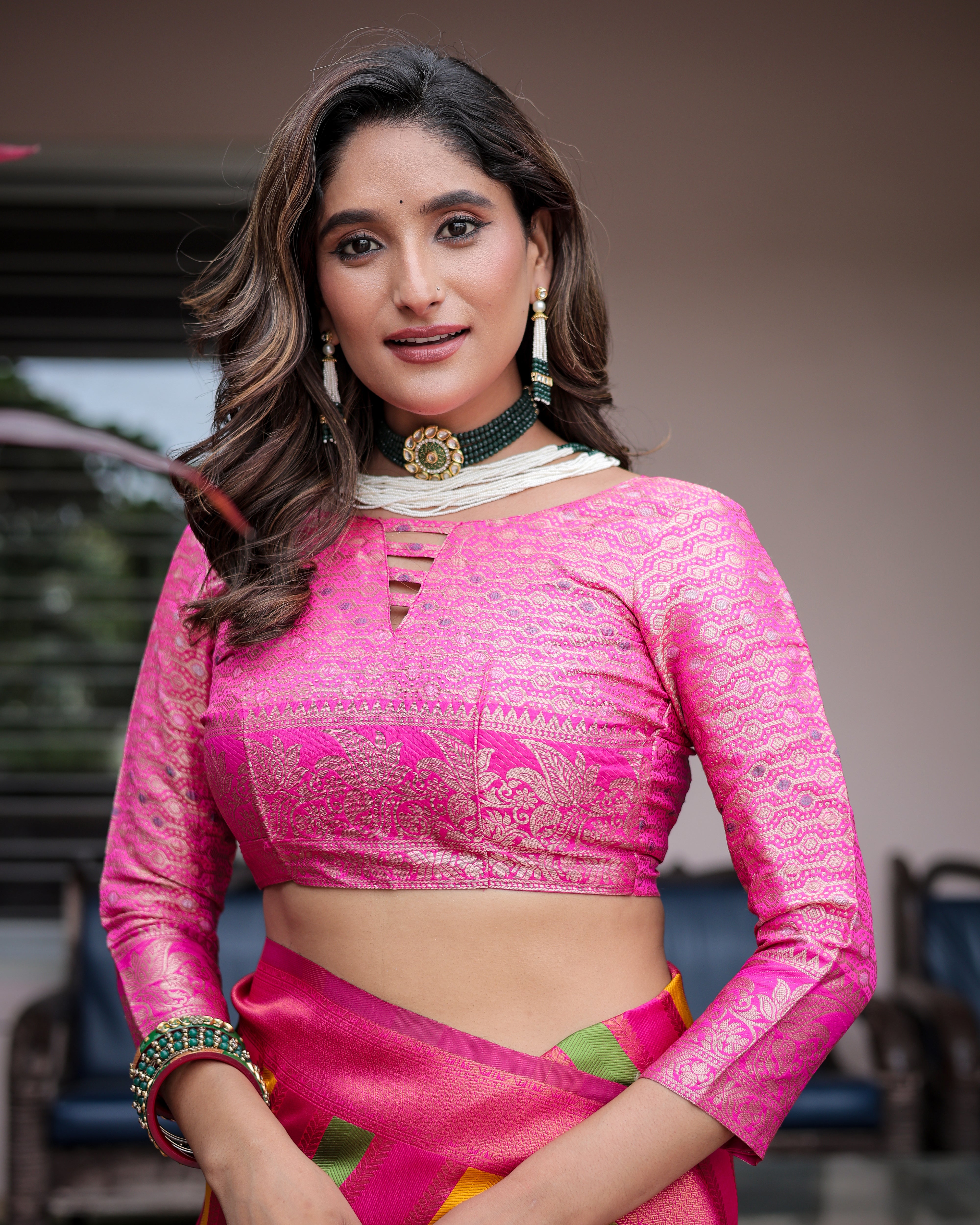 Rosy Pink Pure Soft Semi Kanjivaram Pattu Silk Saree