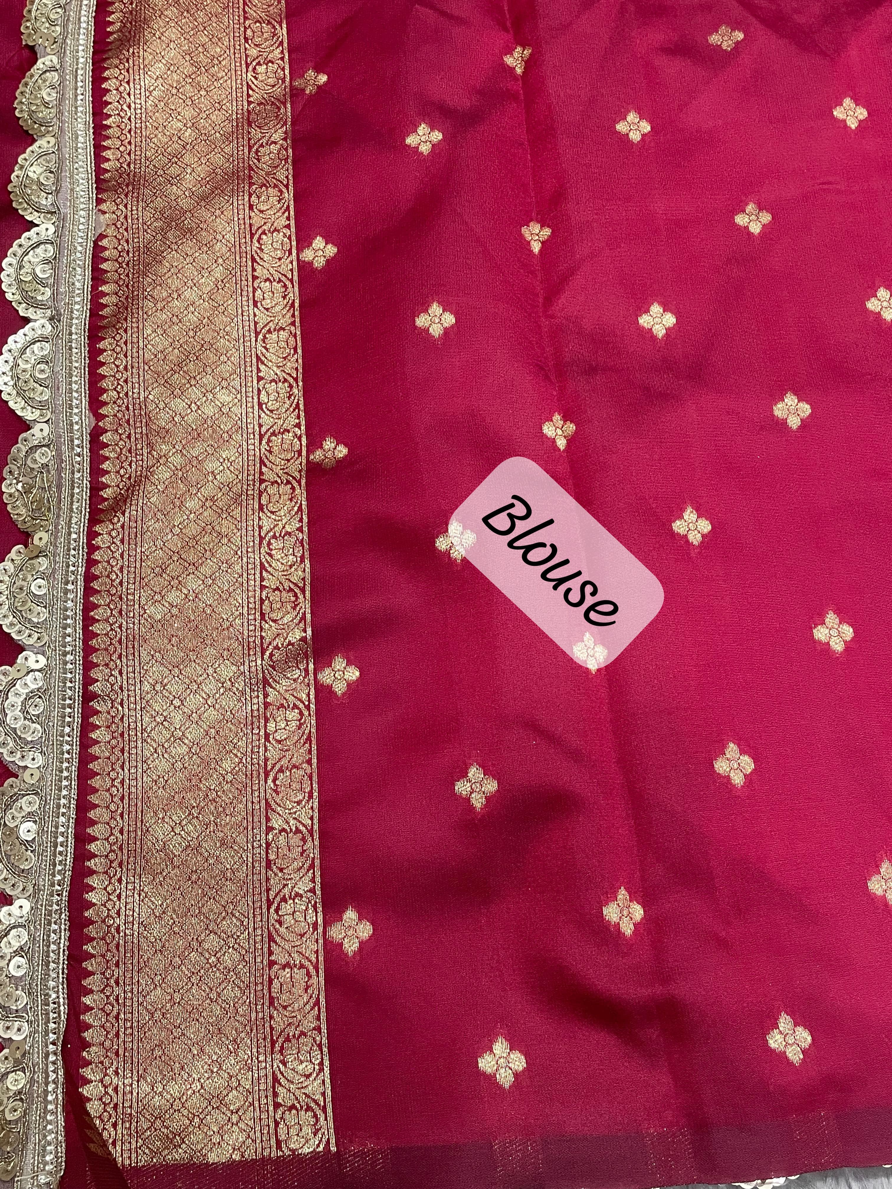 Rosy pink banarsi katan silk saree