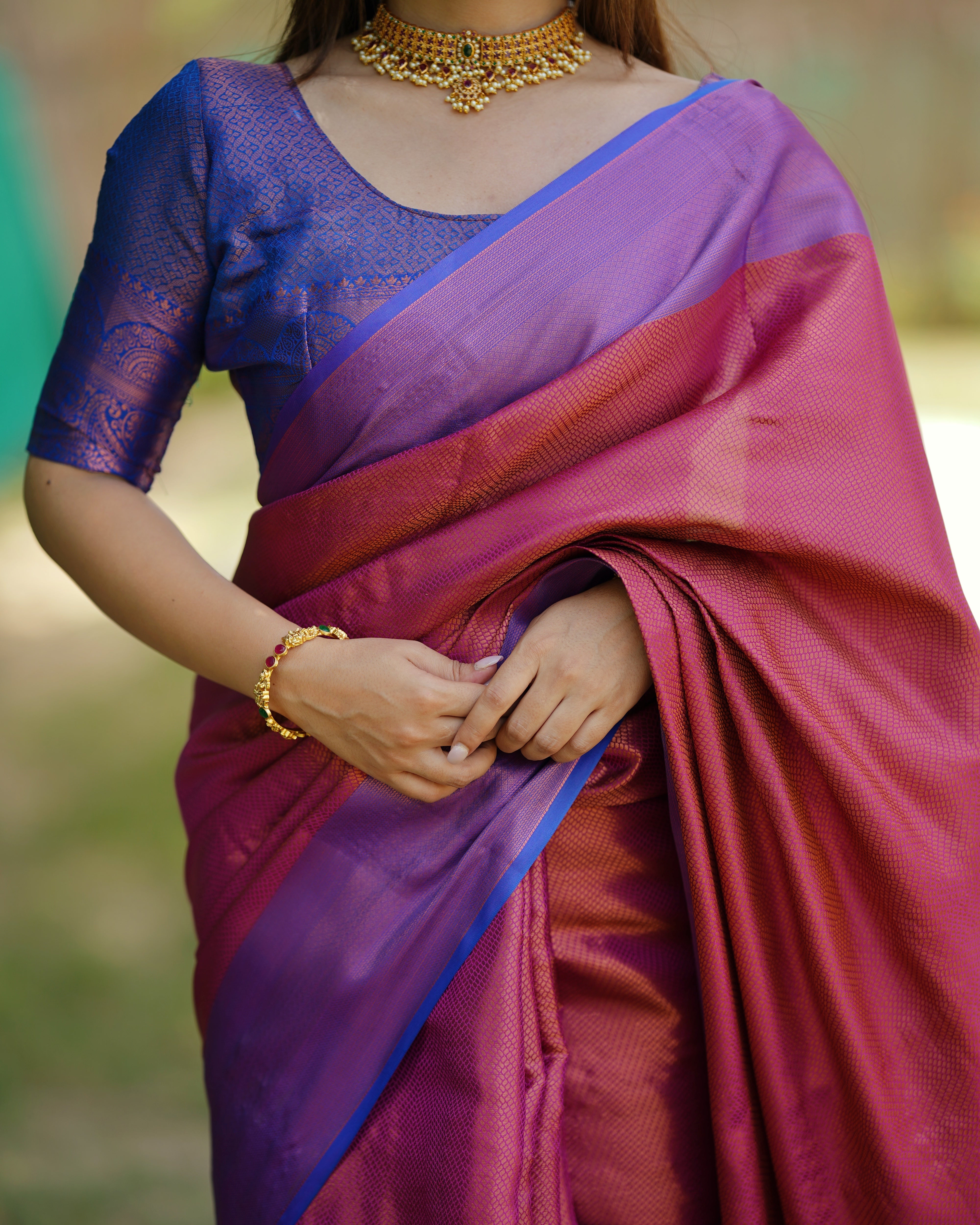 Royal Blue Kubera Pattu Kanjivaram Silk Saree