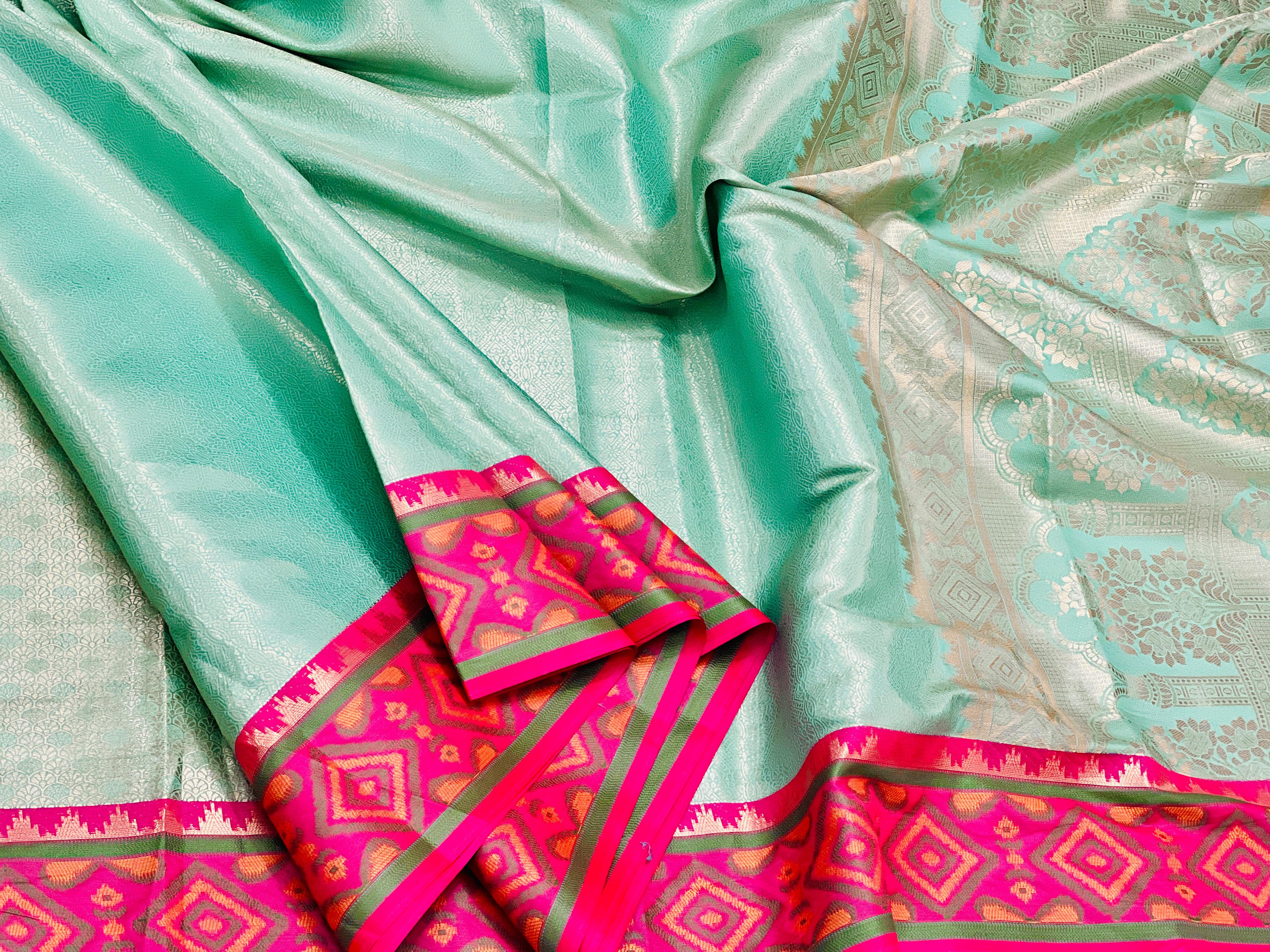 Sea Green Kanjivaram Patola Silk Saree