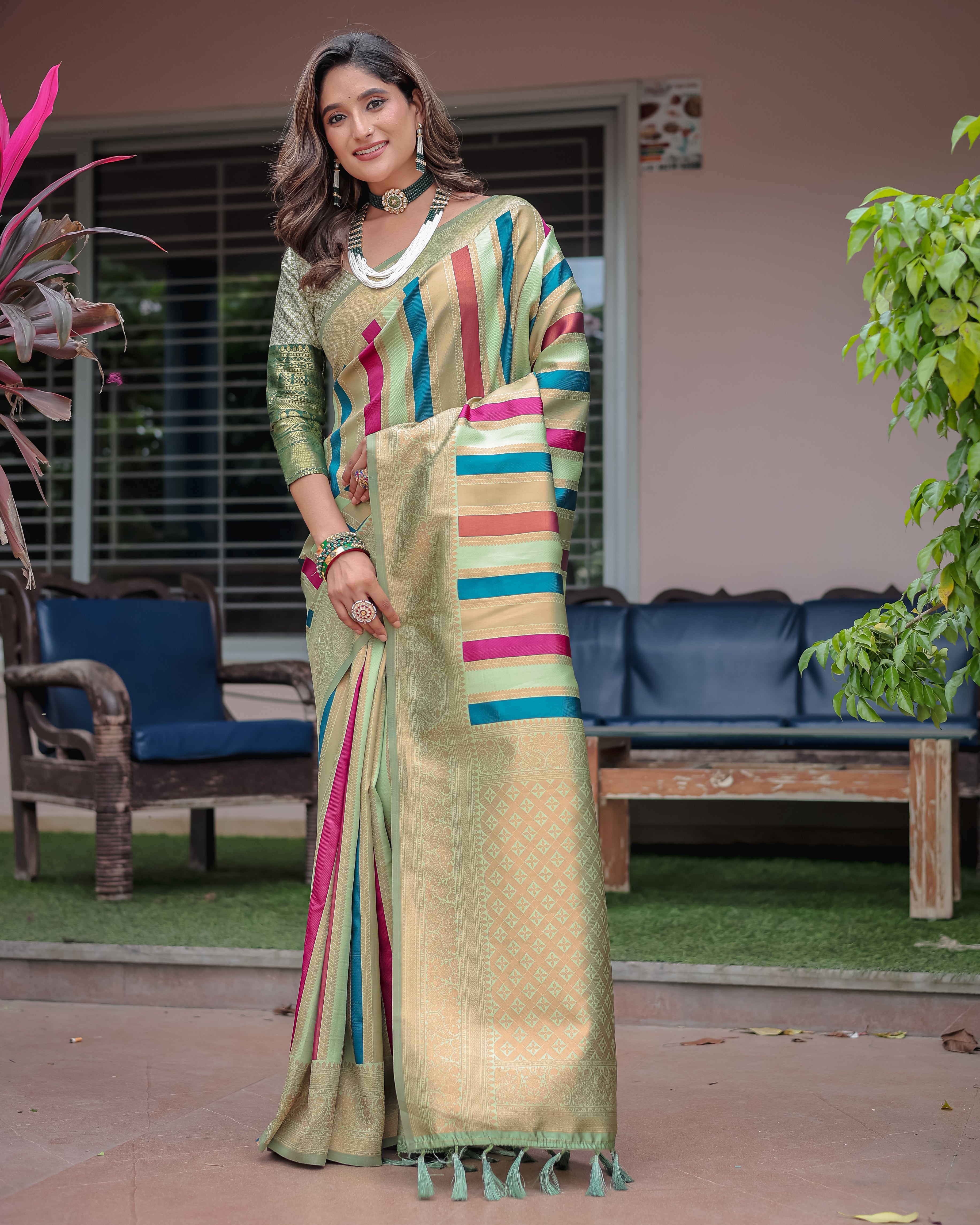 Sea Green Pure Soft Semi Kanjivaram Pattu Silk Saree