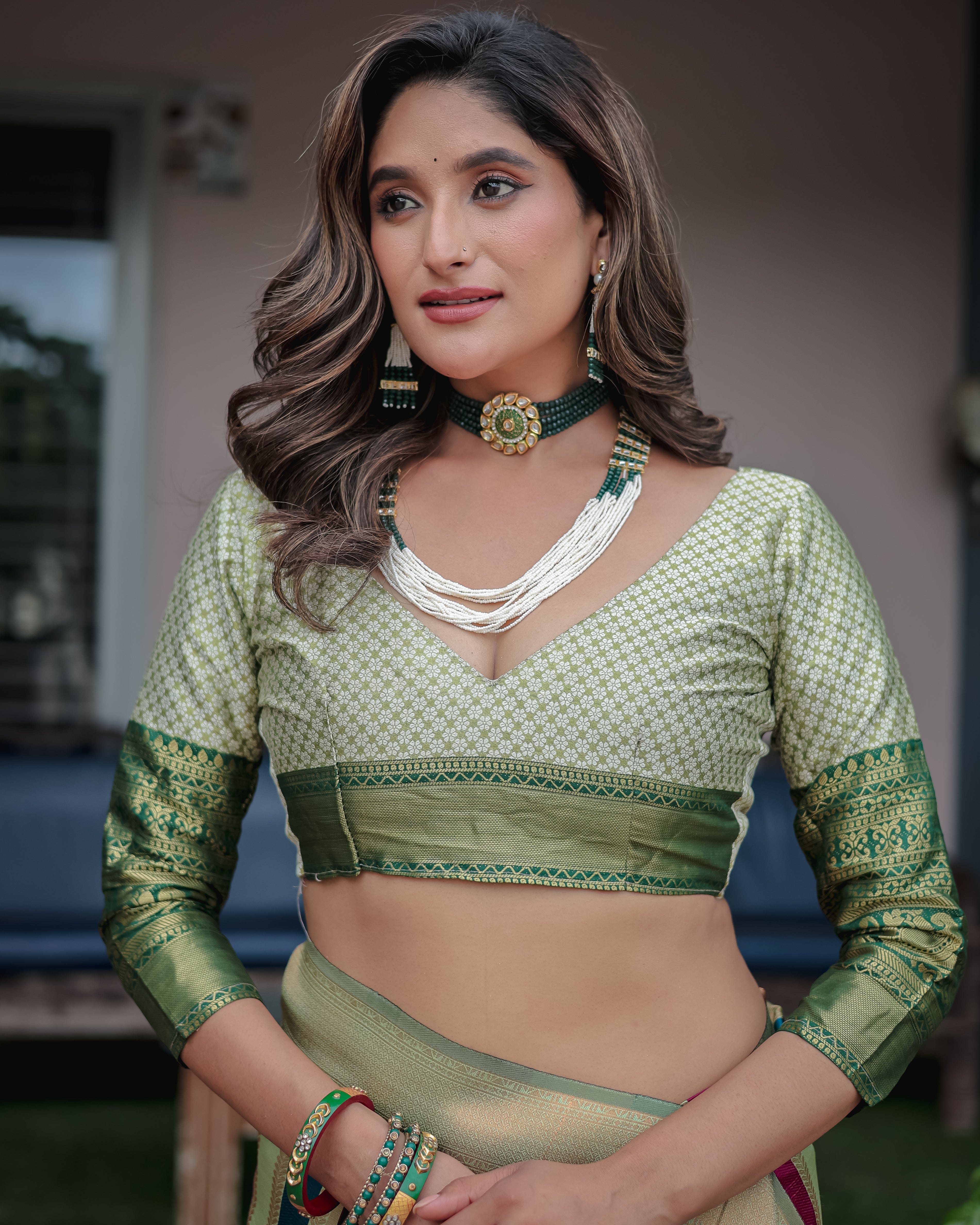 Sea Green Pure Soft Semi Kanjivaram Pattu Silk Saree