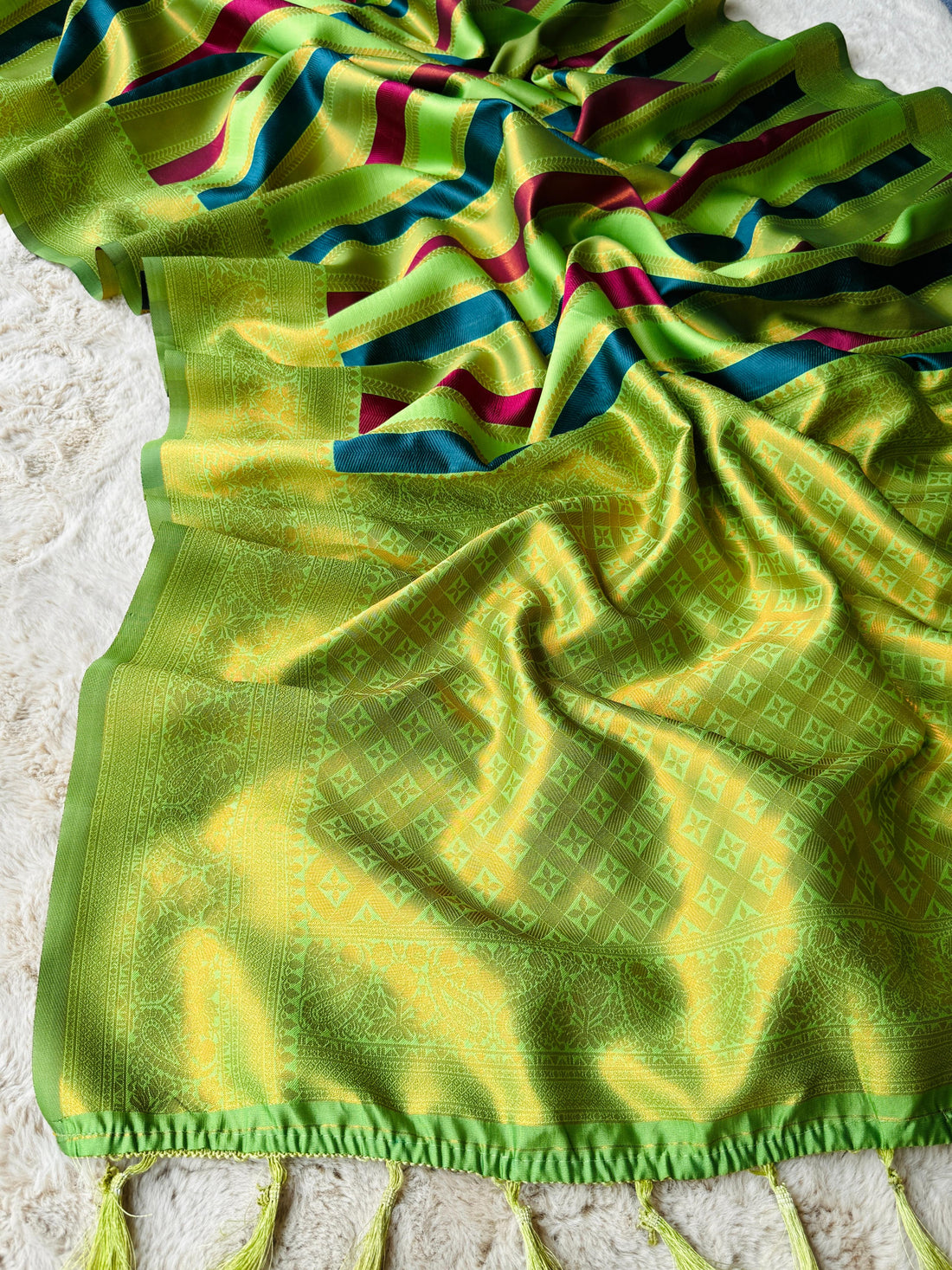 Sea Green Pure Soft Semi Kanjivaram Pattu Silk Saree