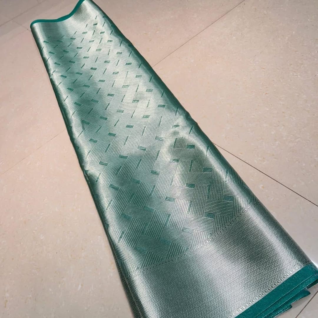 Seafoam Blue Banarasi Sift Tissue Banarasi Handloom Silk Saree