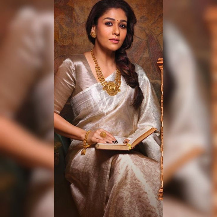 Silver Soft Tissue Zari Silk Saree