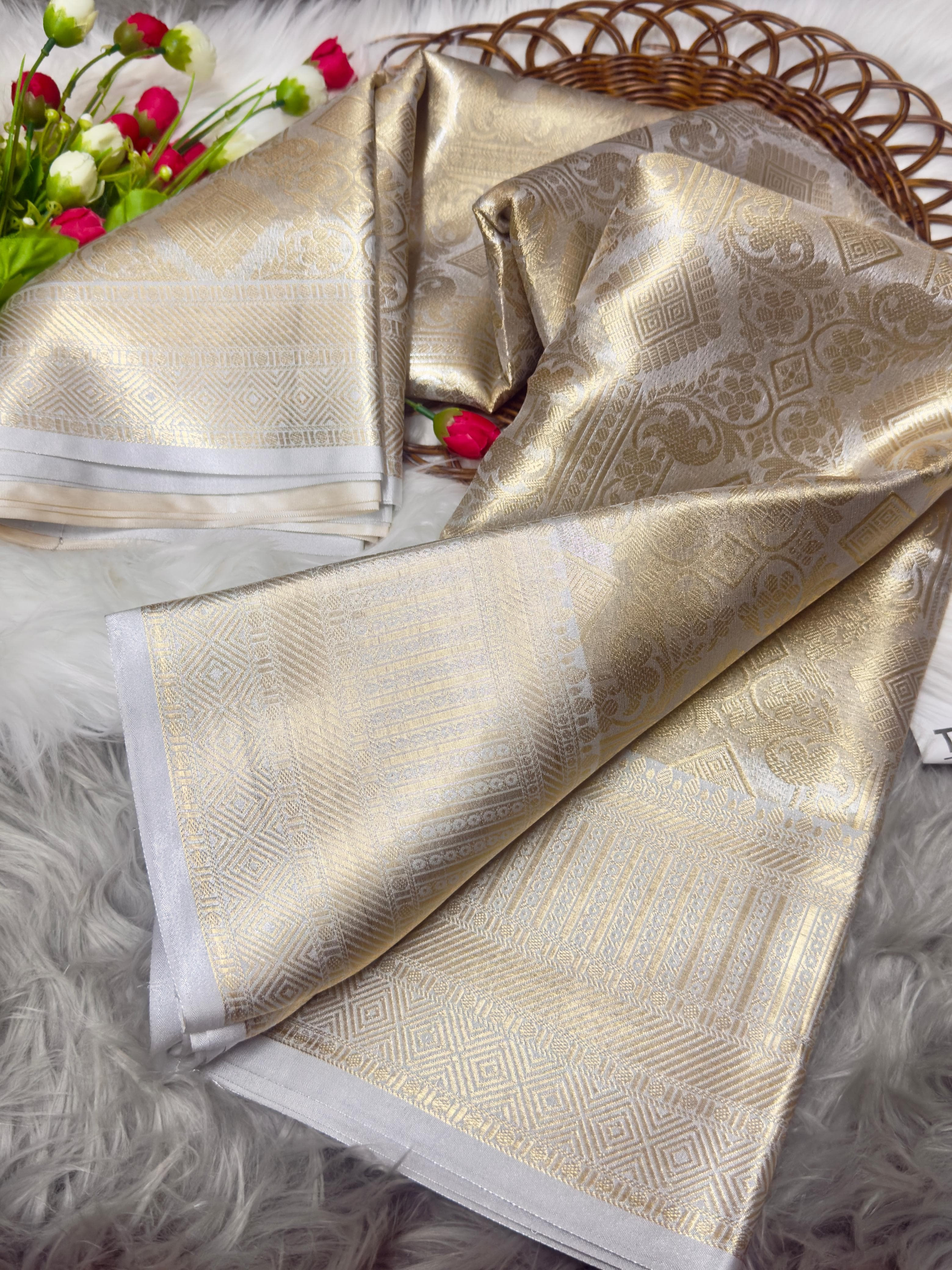 Silver Soft Tissue Zari Silk Saree