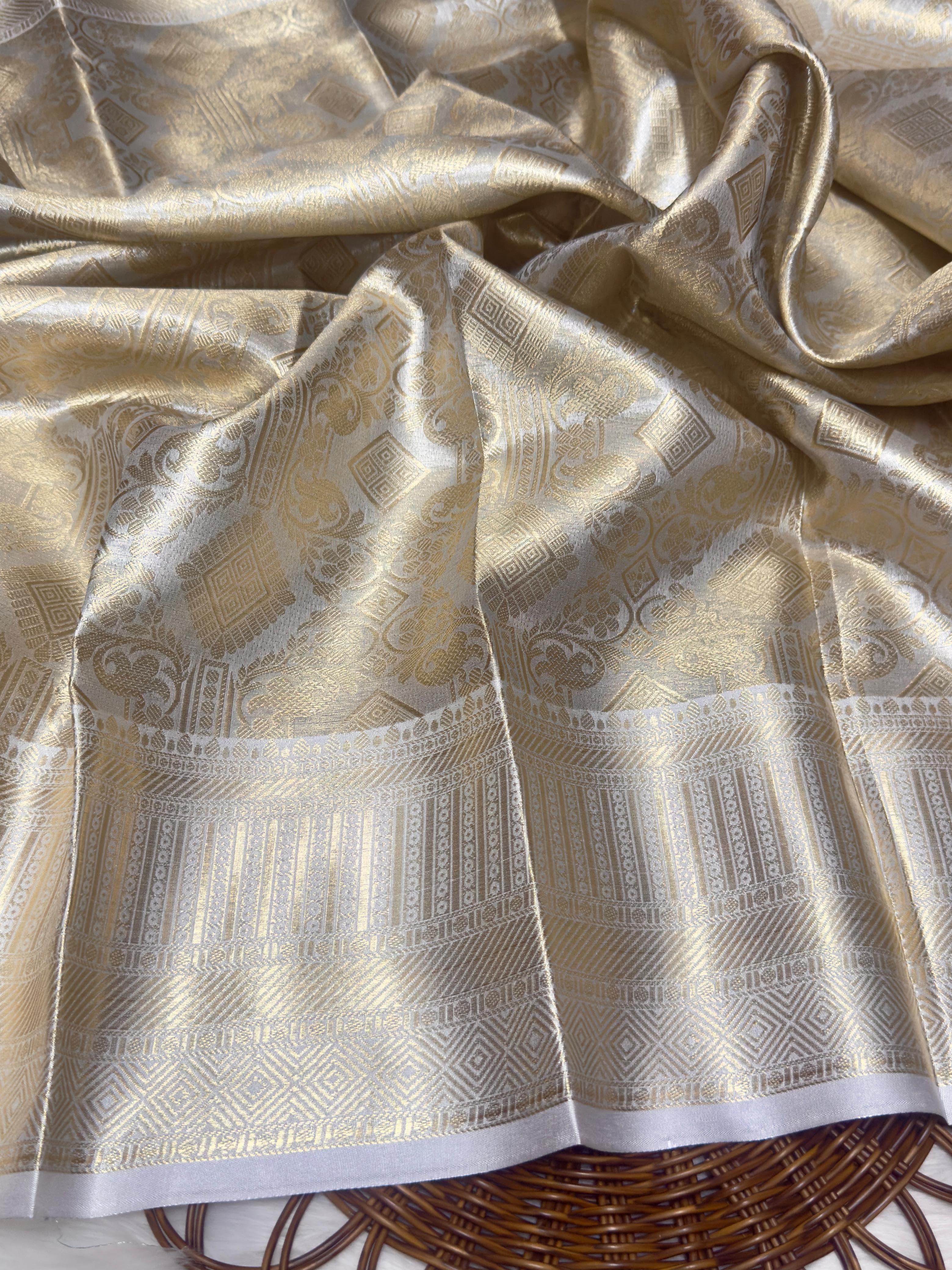 Silver Soft Tissue Zari Silk Saree
