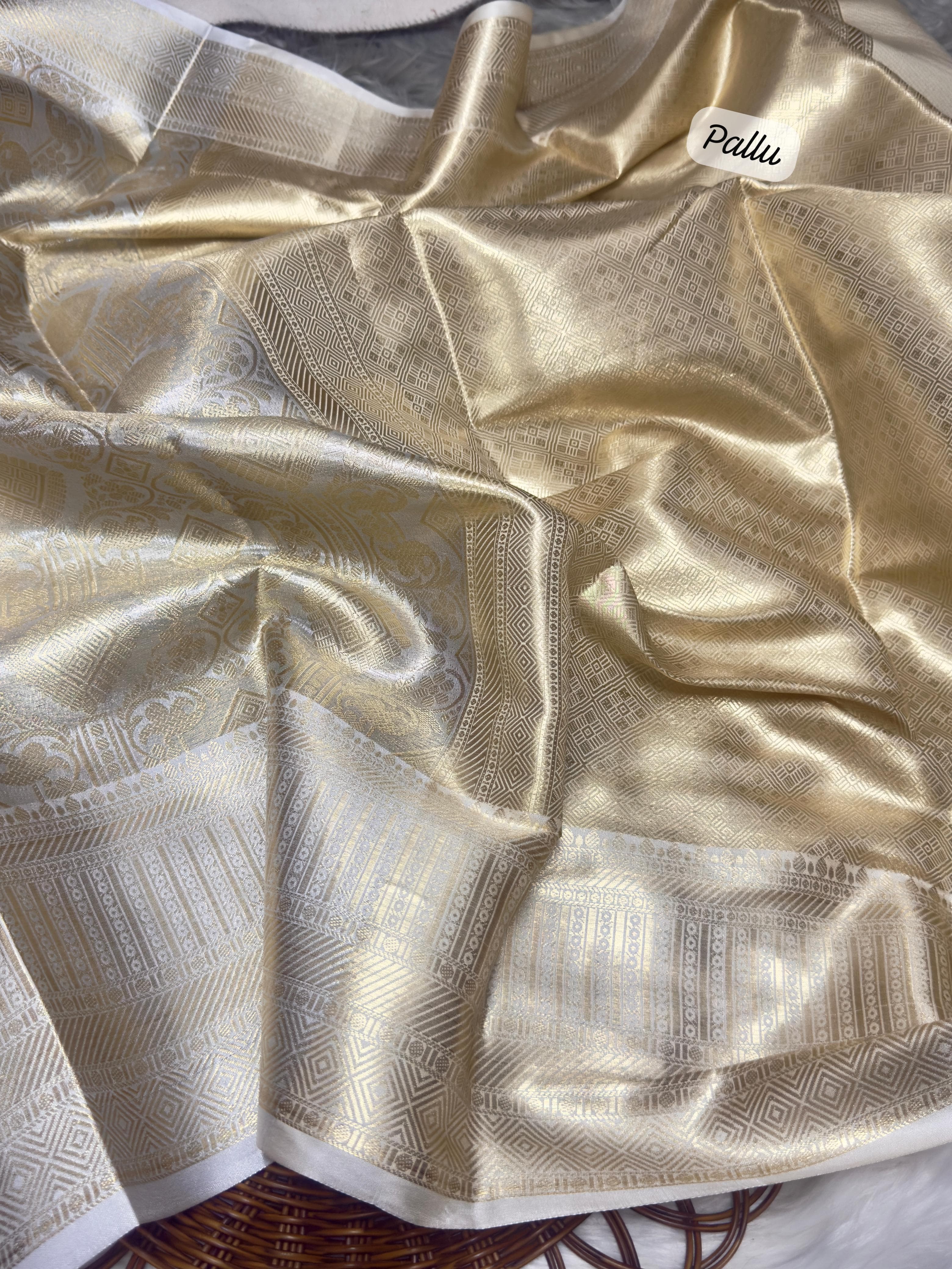 Silver Soft Tissue Zari Silk Saree