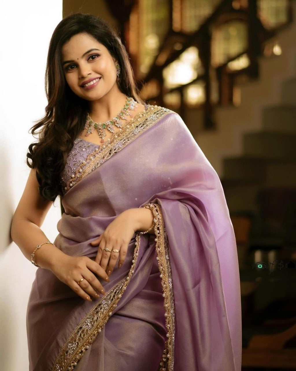 Tissue Silk With Embroidery Work