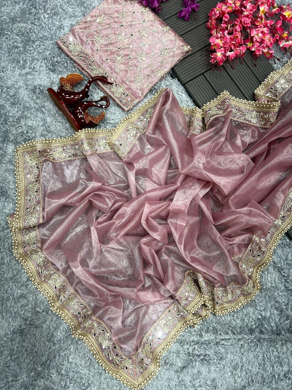 Tissue Silk With Embroidery Work