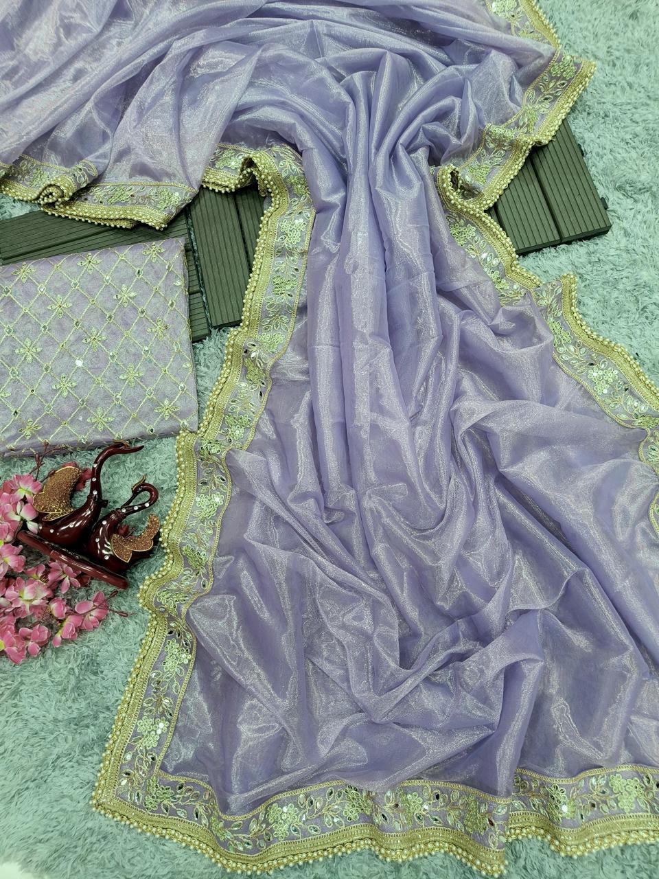 Tissue Silk With Embroidery Work