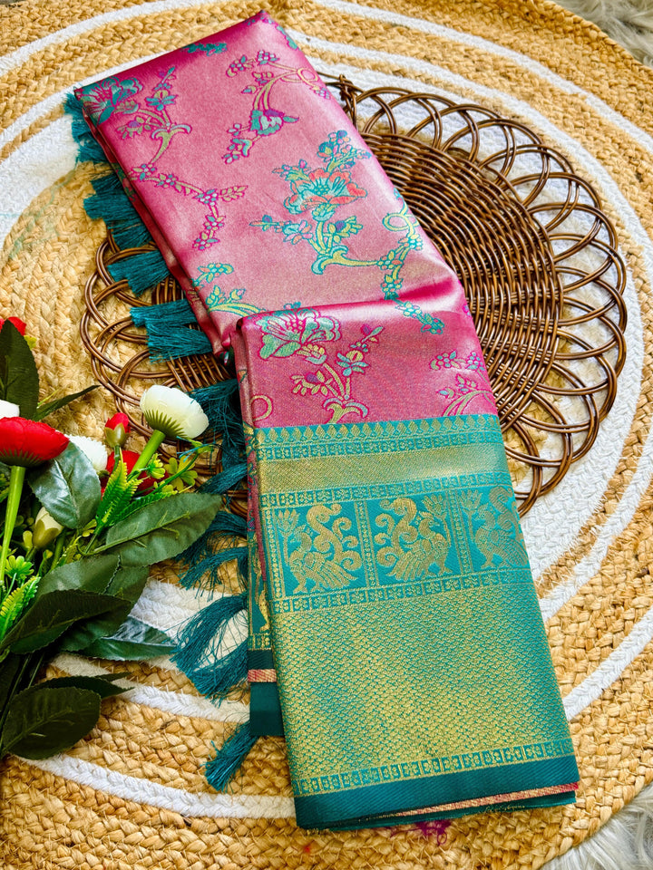 Tulip Pink Soft Tissue Silk Saree