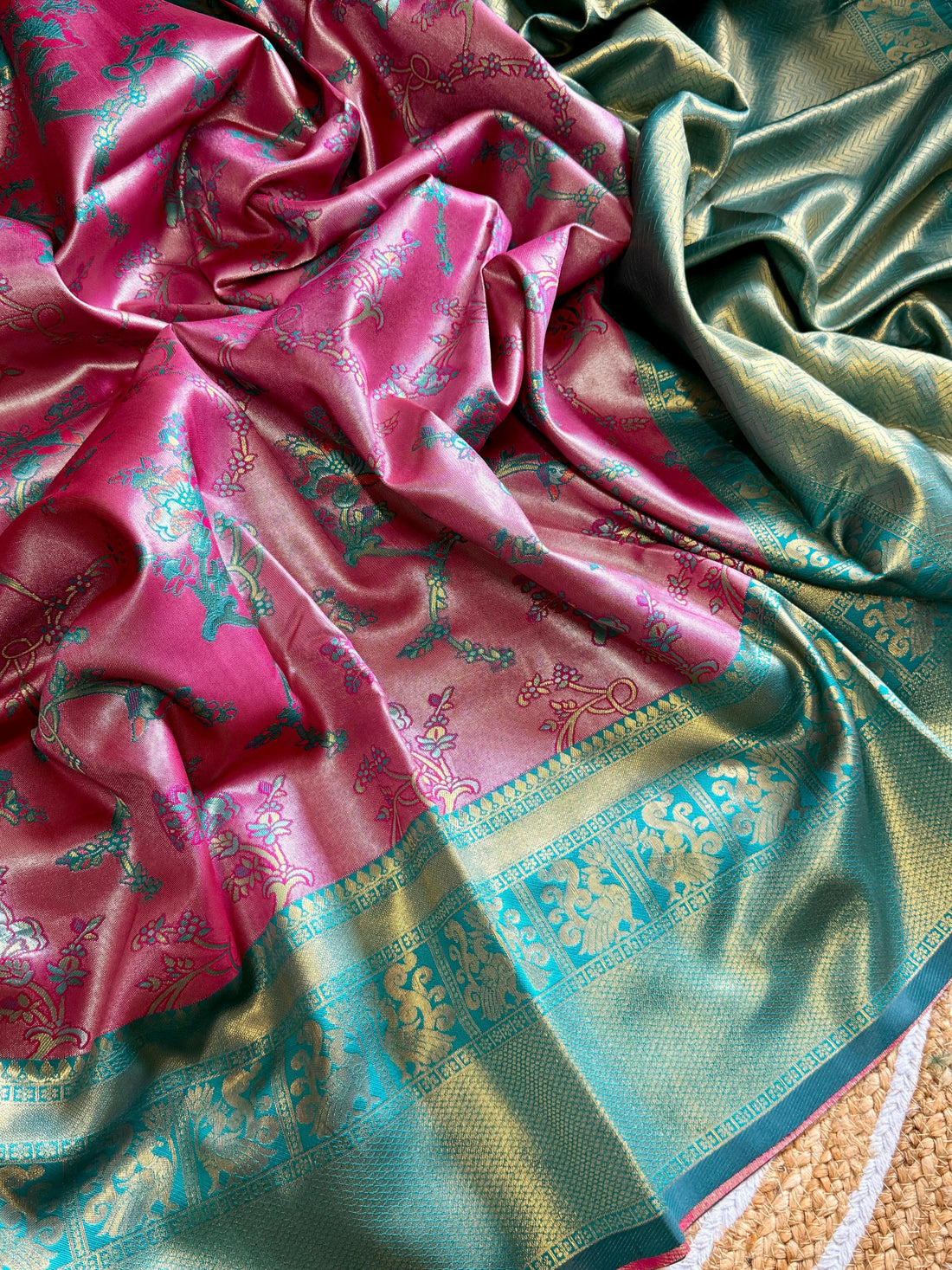 Tulip Pink Soft Tissue Silk Saree