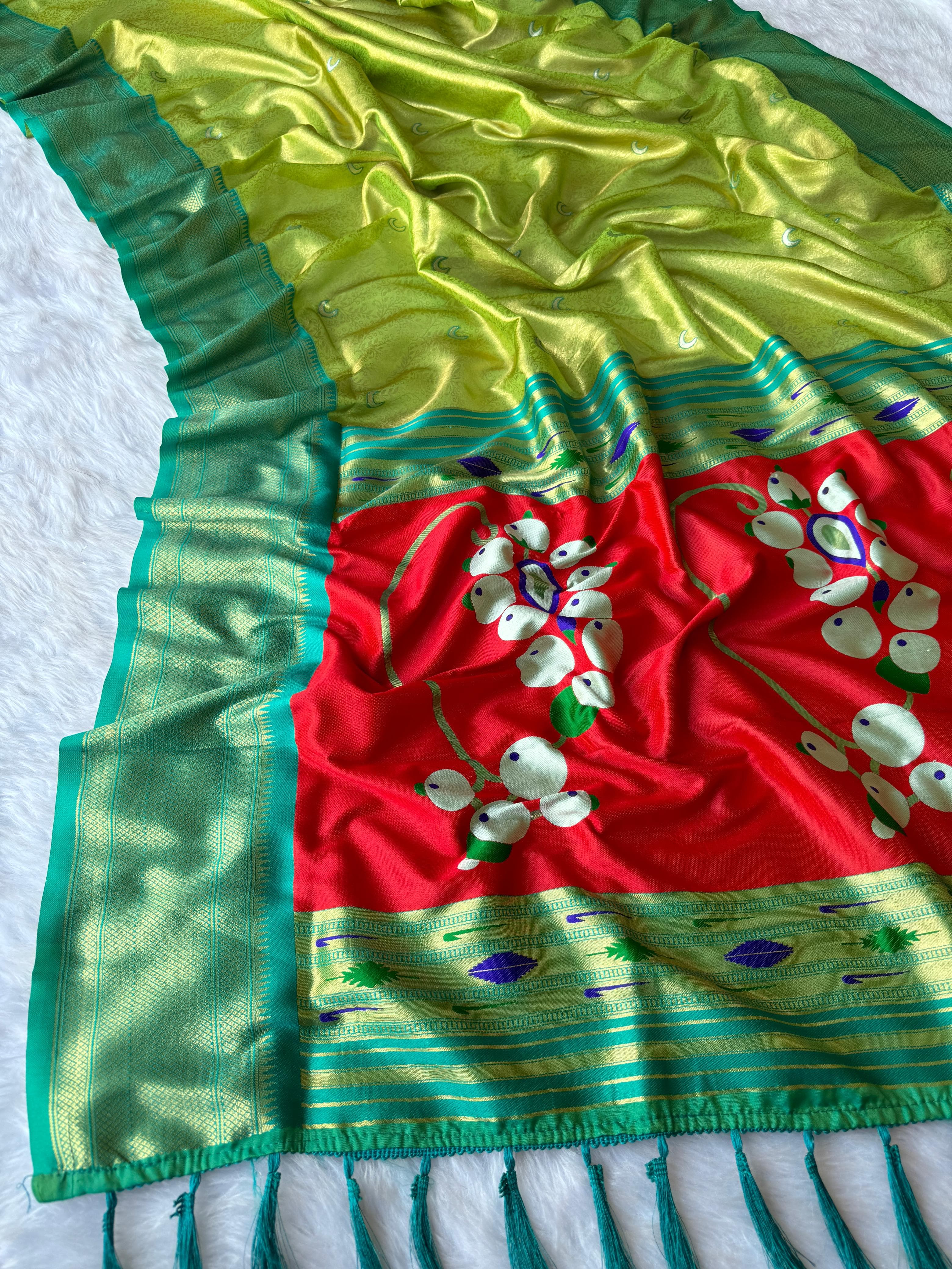 Turmeric Pure Soft Tissue Silk Paithani Saree