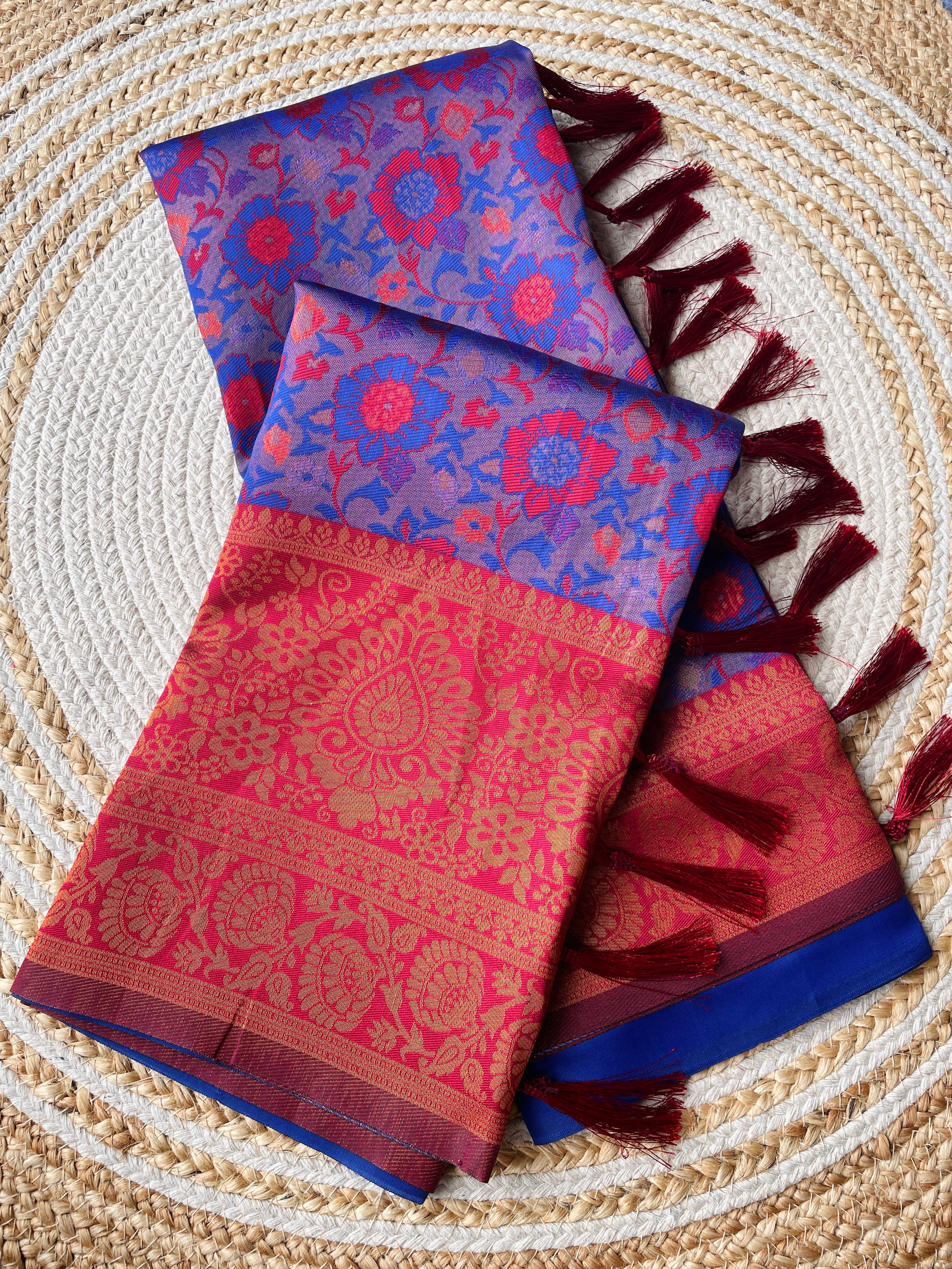 Violet Designer Tassels Banarsi Silk Saree