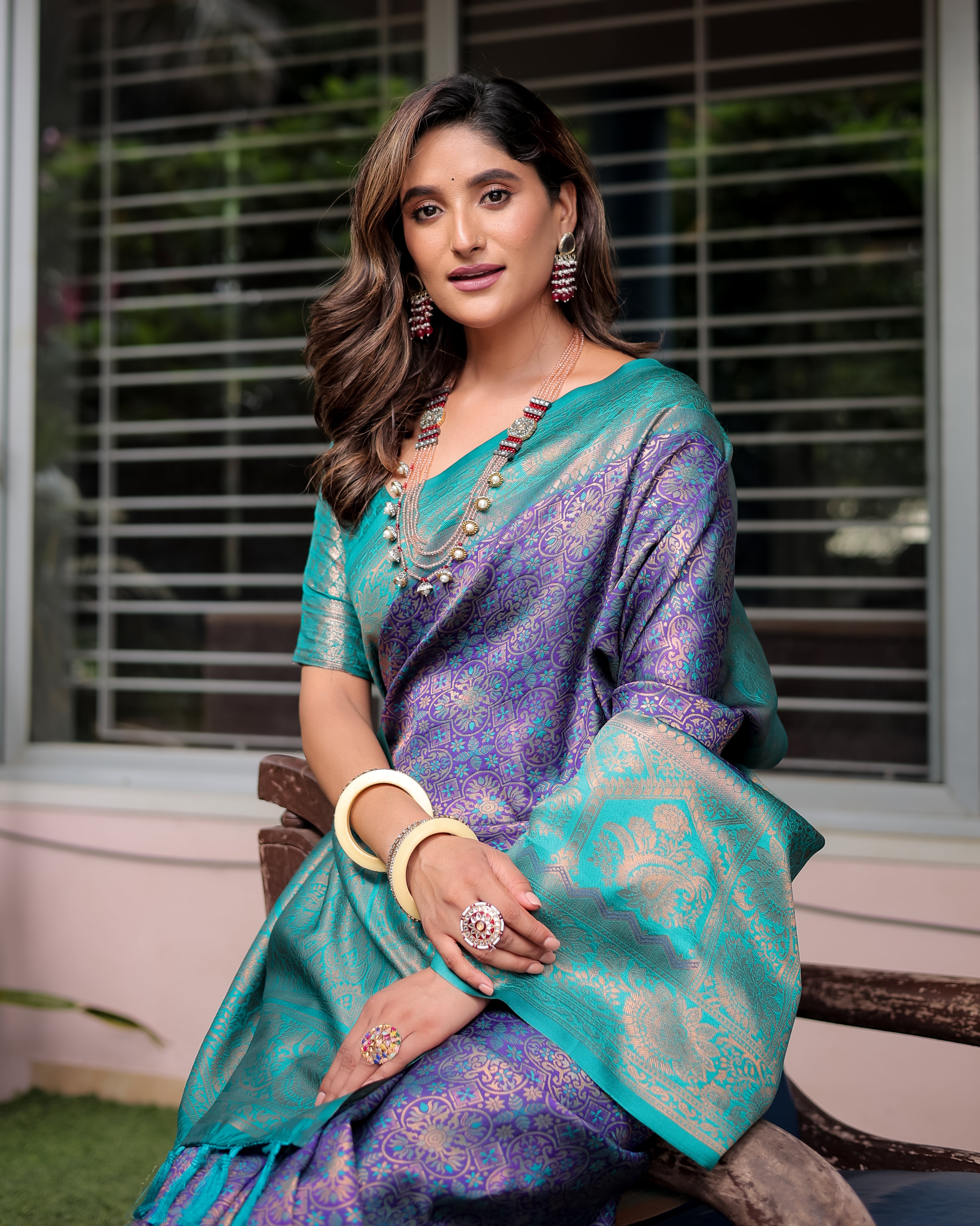 Violet Designer Tassels Premium Banarsi Silk Saree