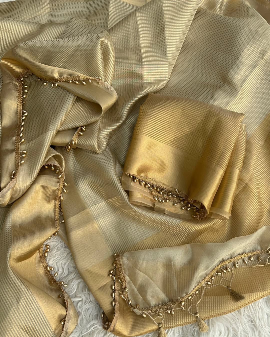 Warm Grey Beautiful Banarsi Handloom Golden Tissue Silk Saree