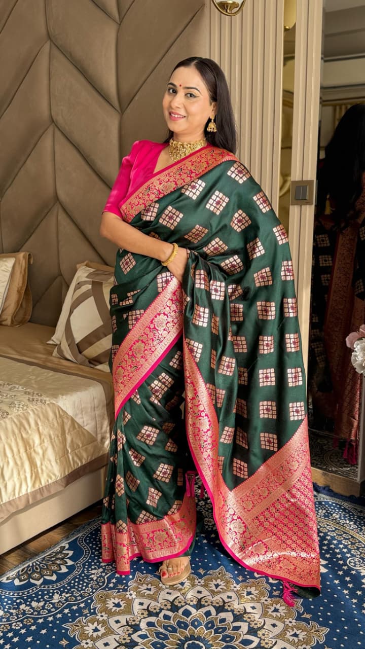 Women's Designer Banarasi Silk with Rich Pallu Silk Saree