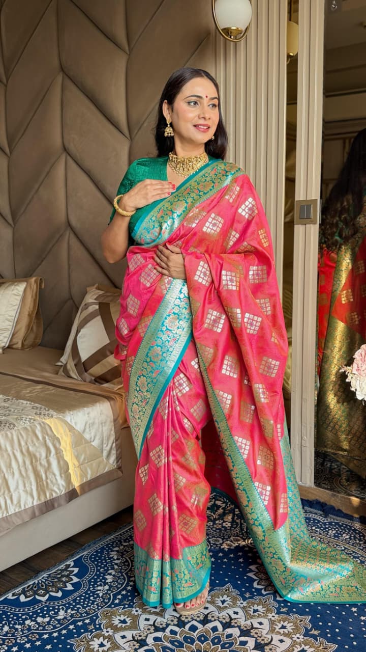 Women's Designer Banarasi Silk with Rich Pallu Silk Saree