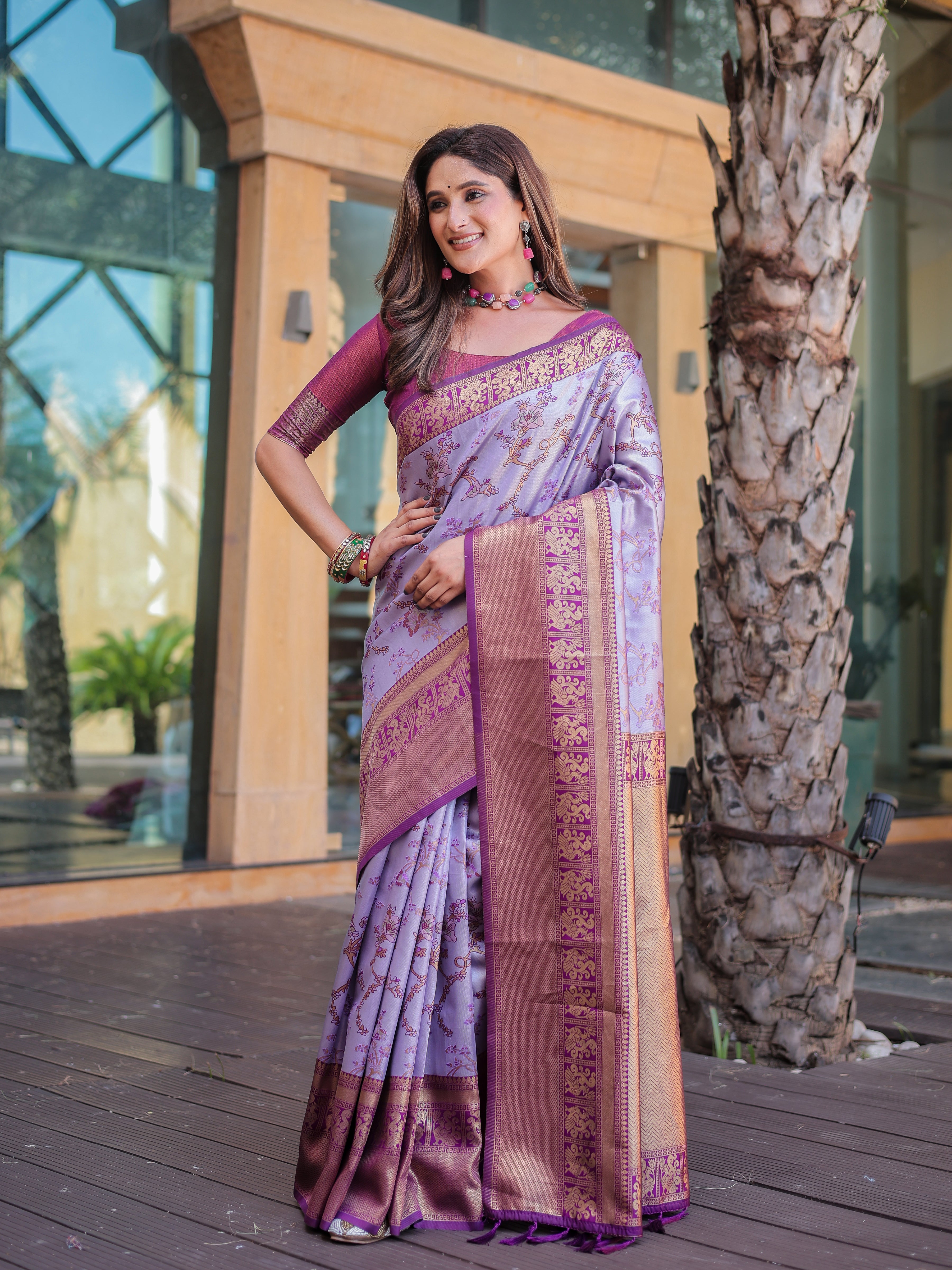 Wisteria Purple Dharmavaram Silk Rich Pallu Pure Zari Saree