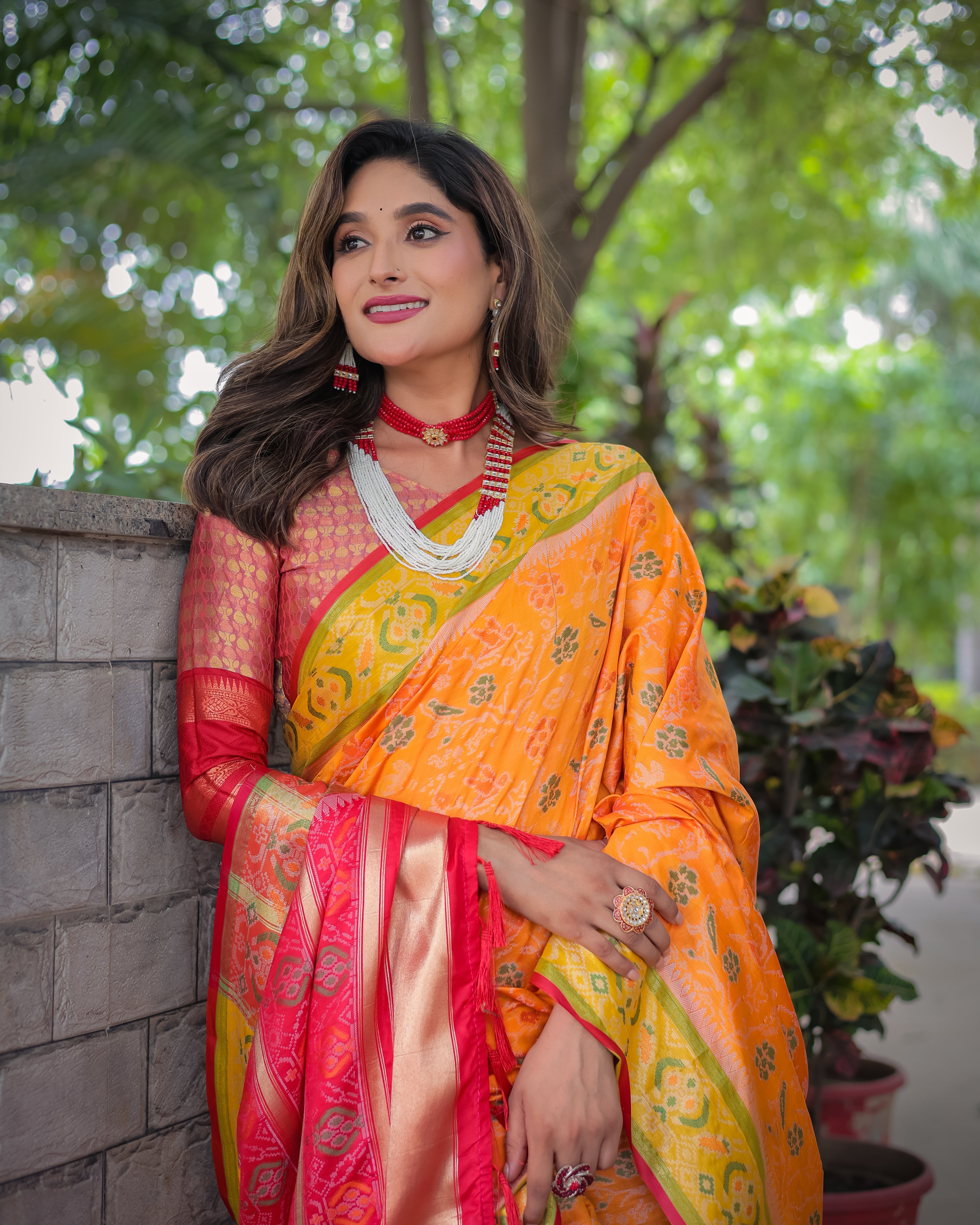 Yellow Banarasi Patola Soft Silk Saree