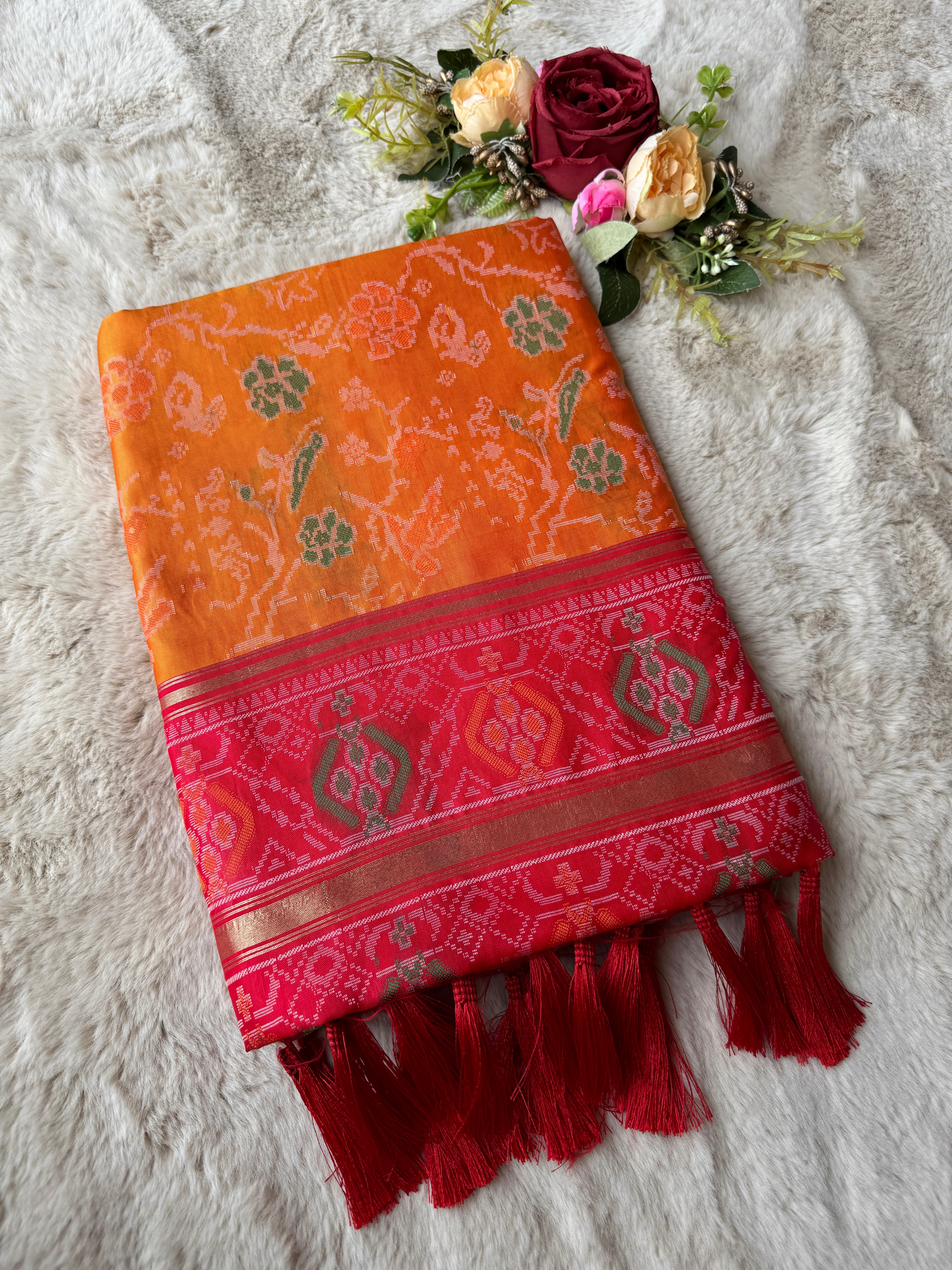 Yellow Banarasi Patola Soft Silk Saree