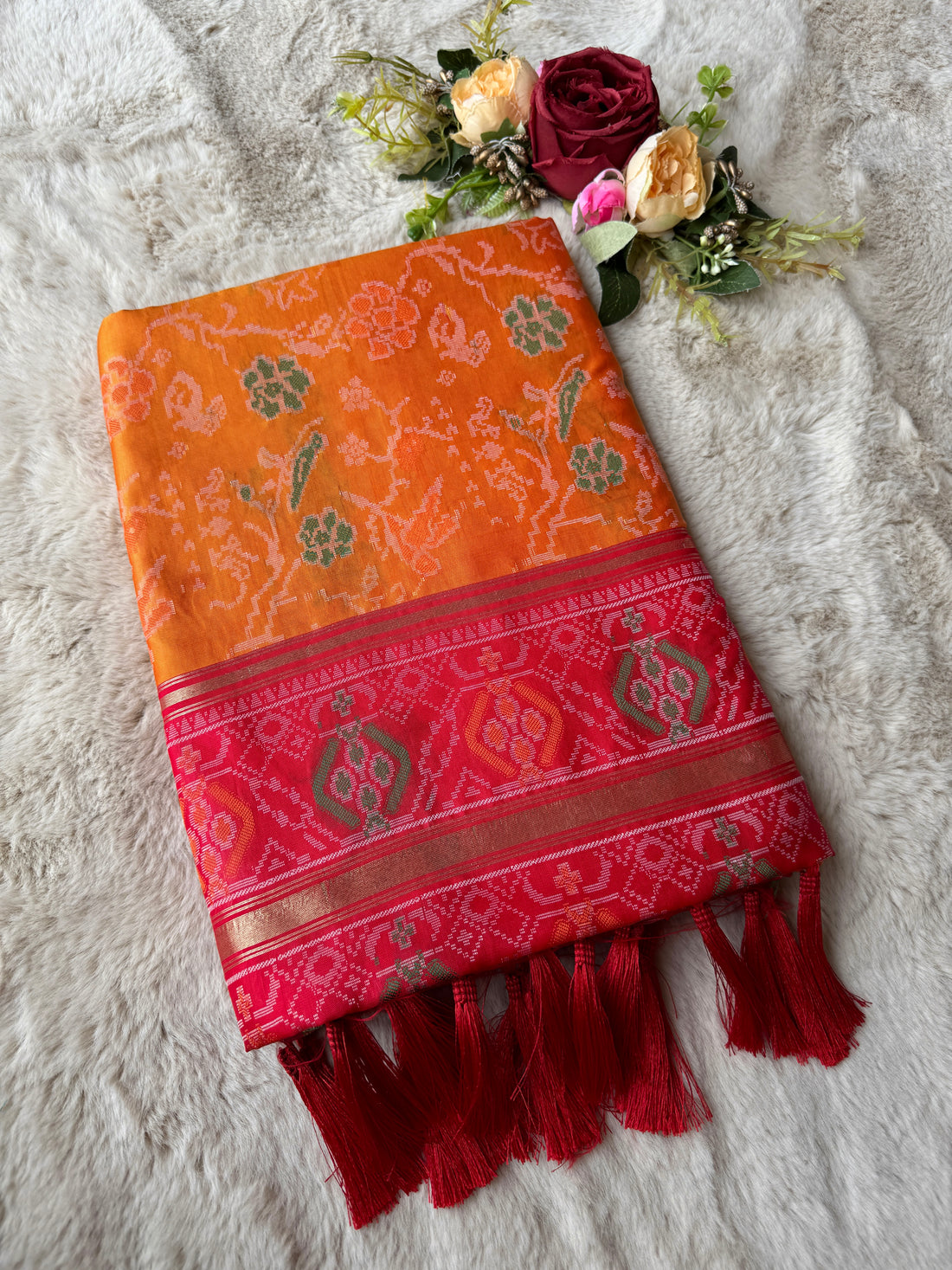 Yellow Banarasi Patola Soft Silk Saree