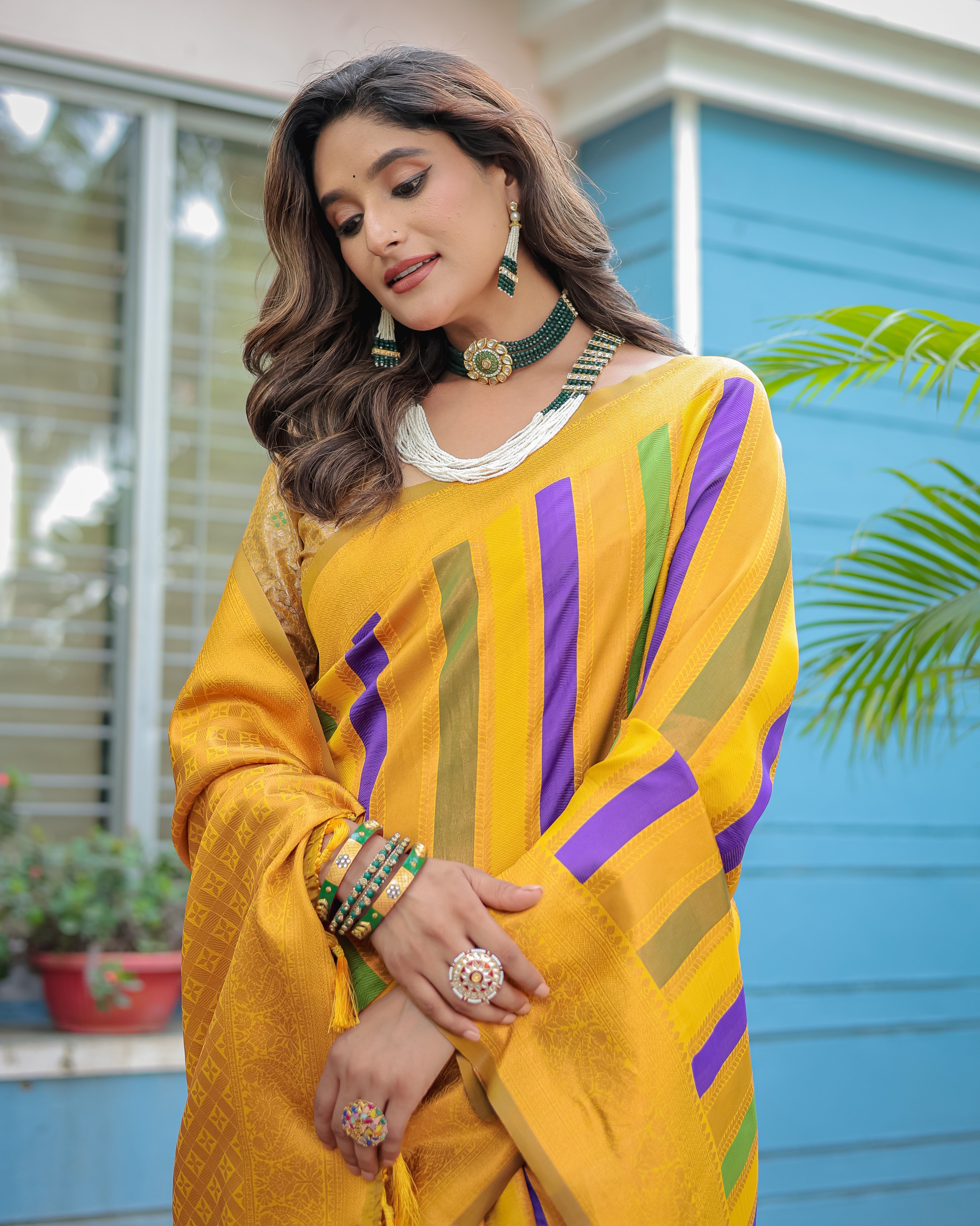 Yellow Pure Soft Semi Kanjivaram Pattu Silk Saree