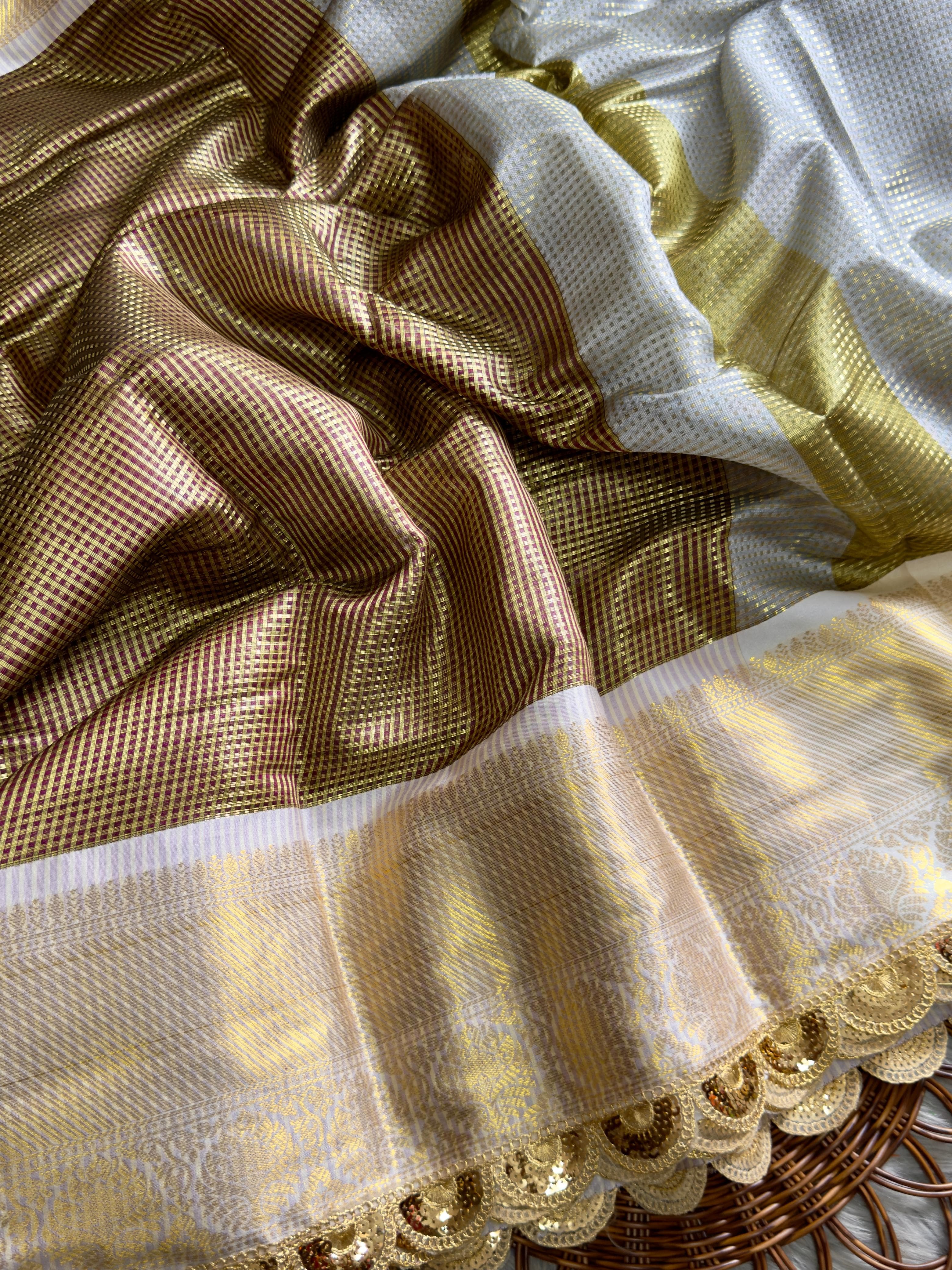 Banana Mania Soft Banarsi Handloom Soft Tissue Silk Saree