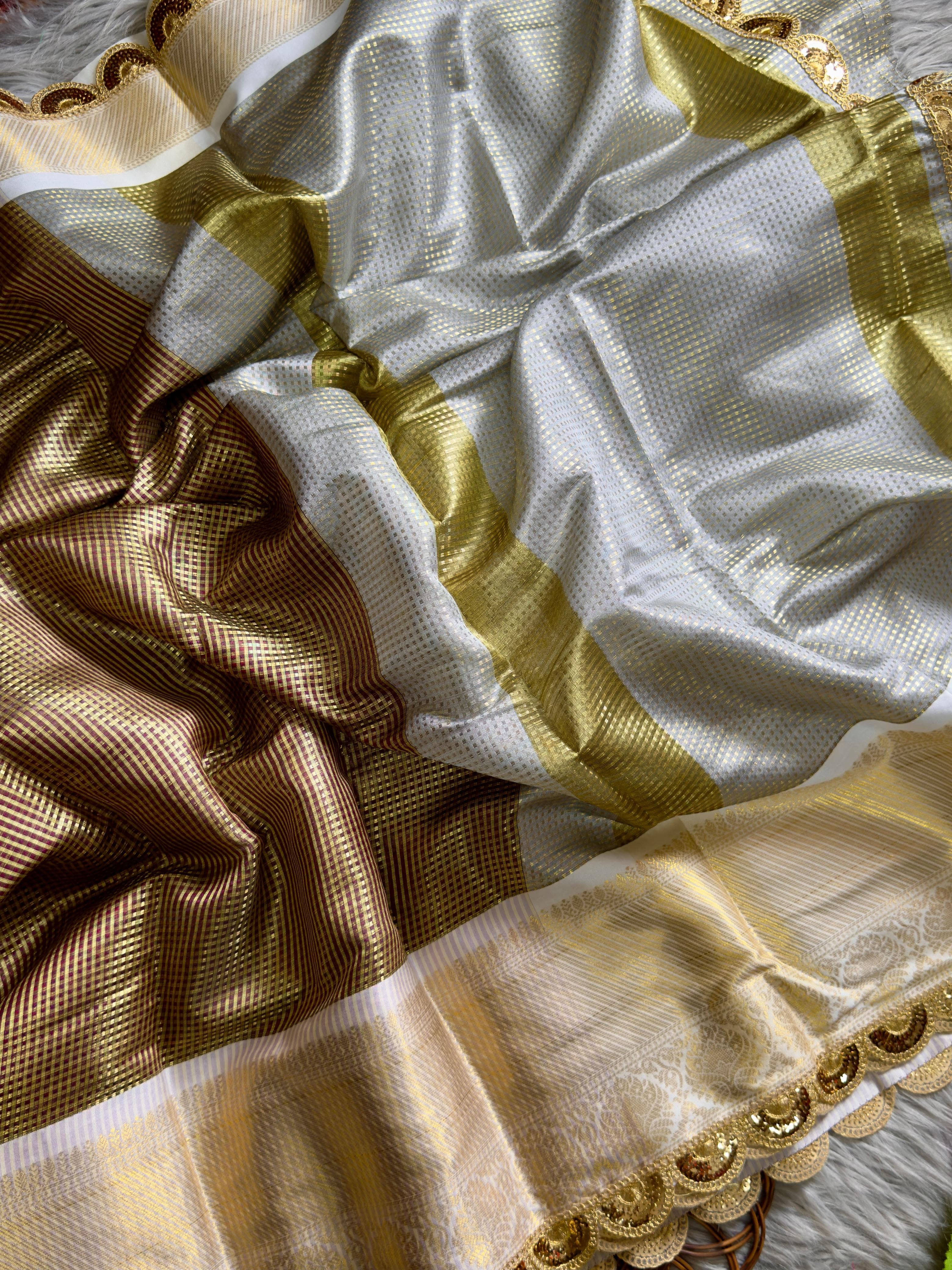 Banana Mania Soft Banarsi Handloom Soft Tissue Silk Saree