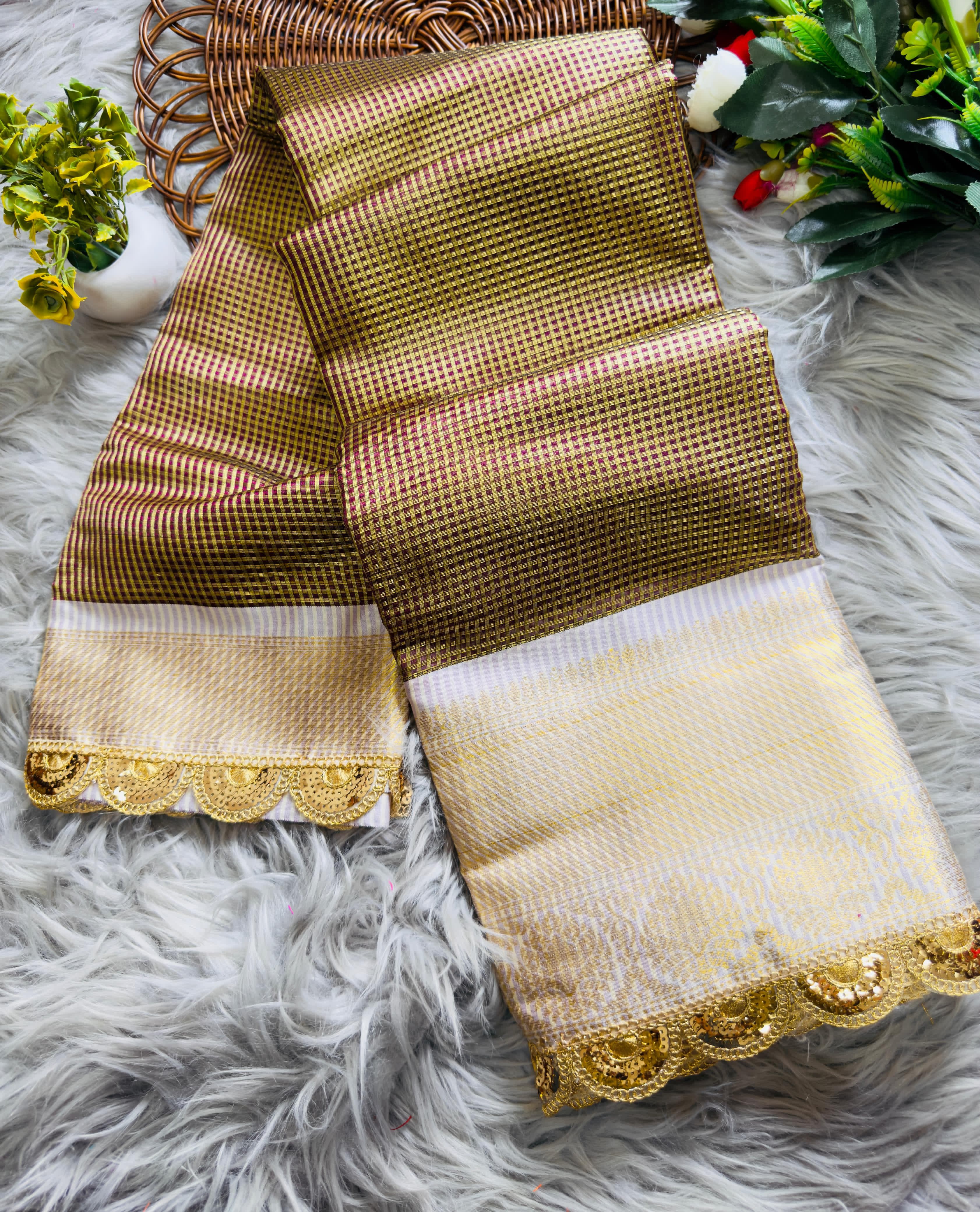 Banana Mania Soft Banarsi Handloom Soft Tissue Silk Saree