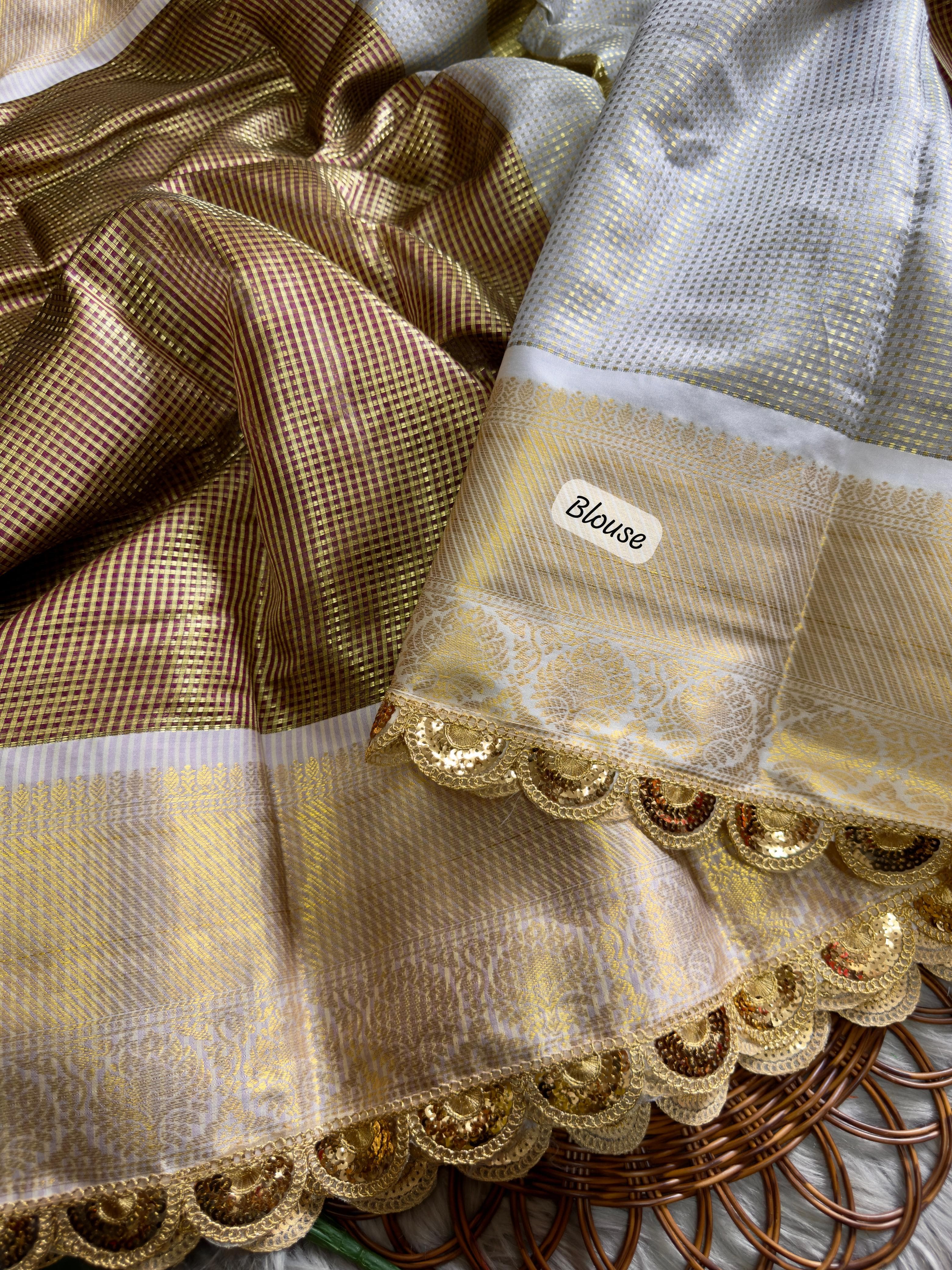Banana Mania Soft Banarsi Handloom Soft Tissue Silk Saree