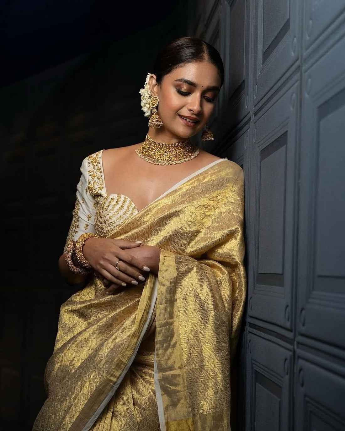 banarsi handloom golden tissue zari silk saree